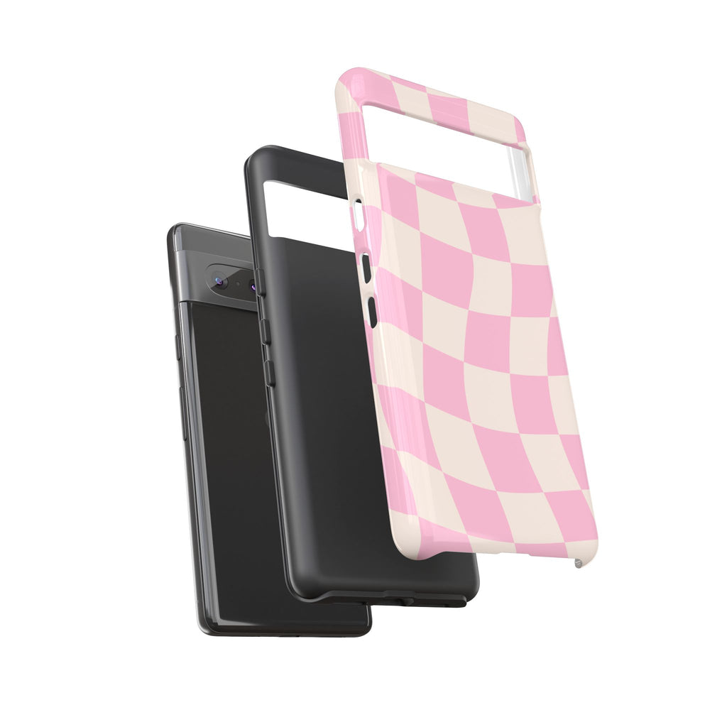Pink Wavy Checker Tough Phone Case