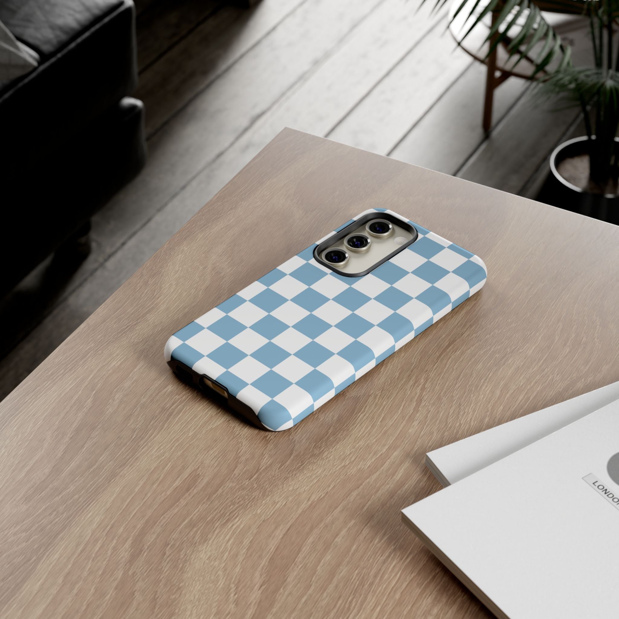 Blue Checkerboard Tough Phone Case