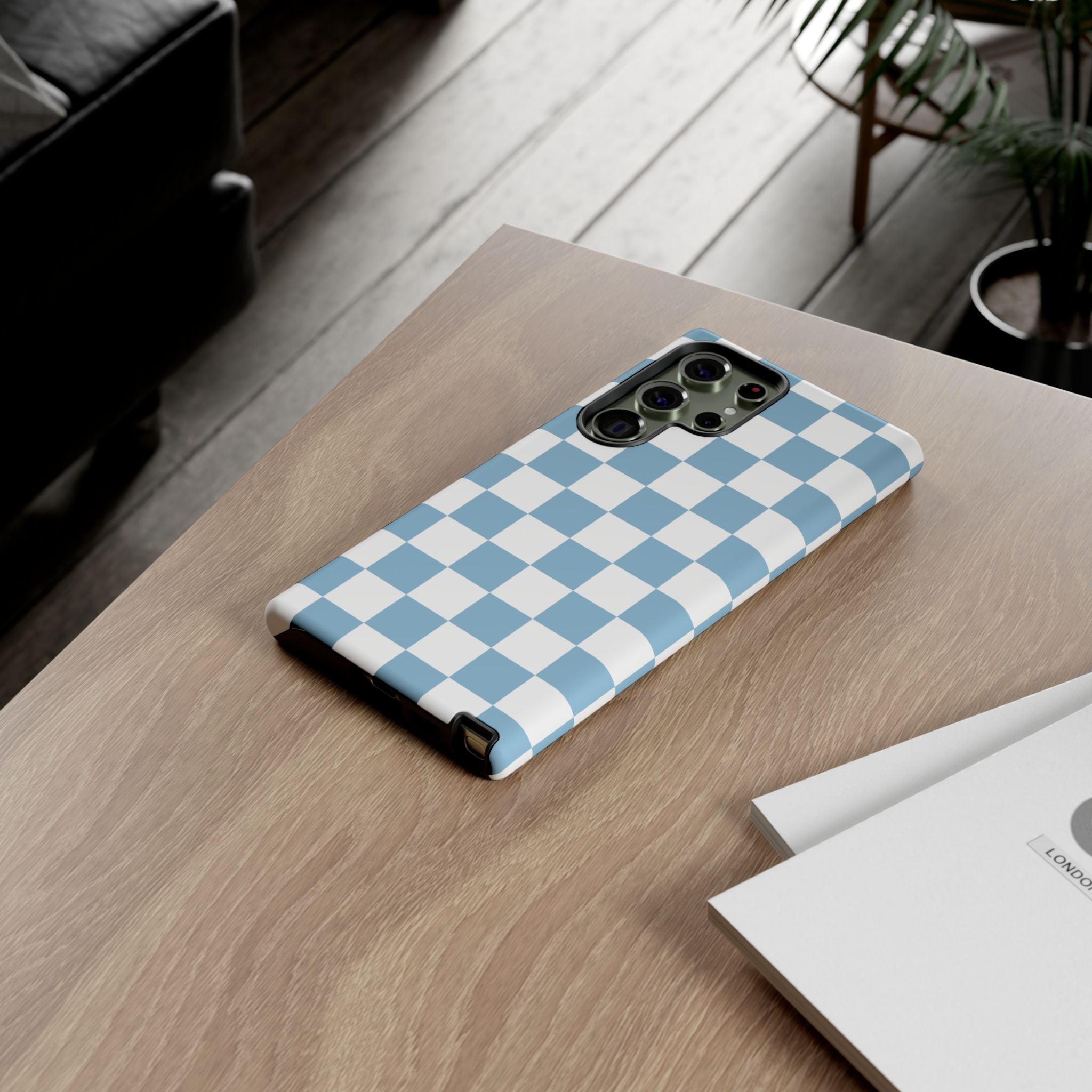 Blue Checkerboard Tough Phone Case