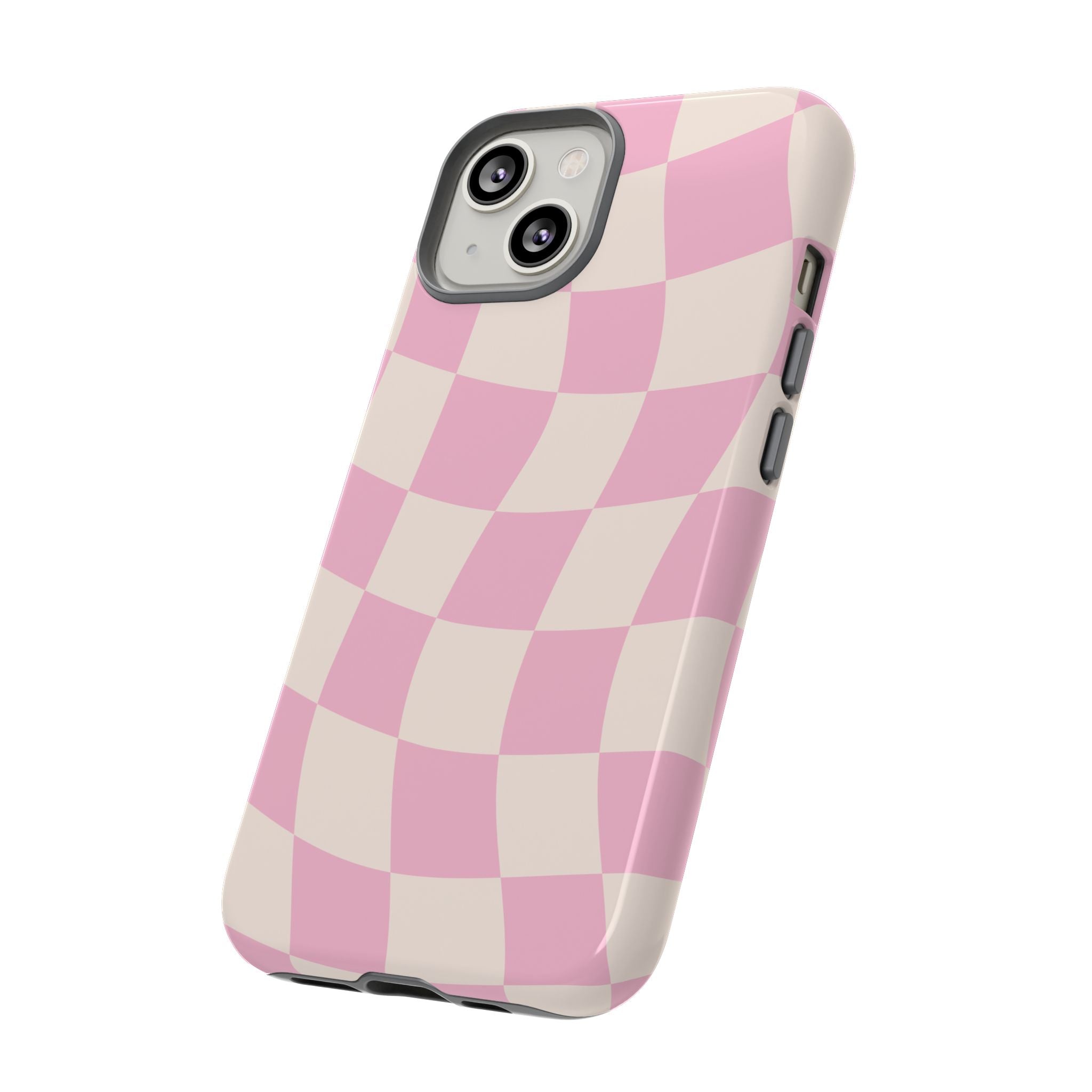 Pink Wavy Checker Tough Phone Case