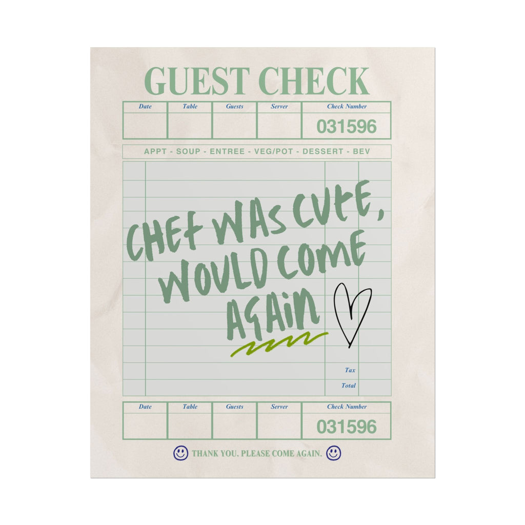 Guest Check Cute Chef Poster