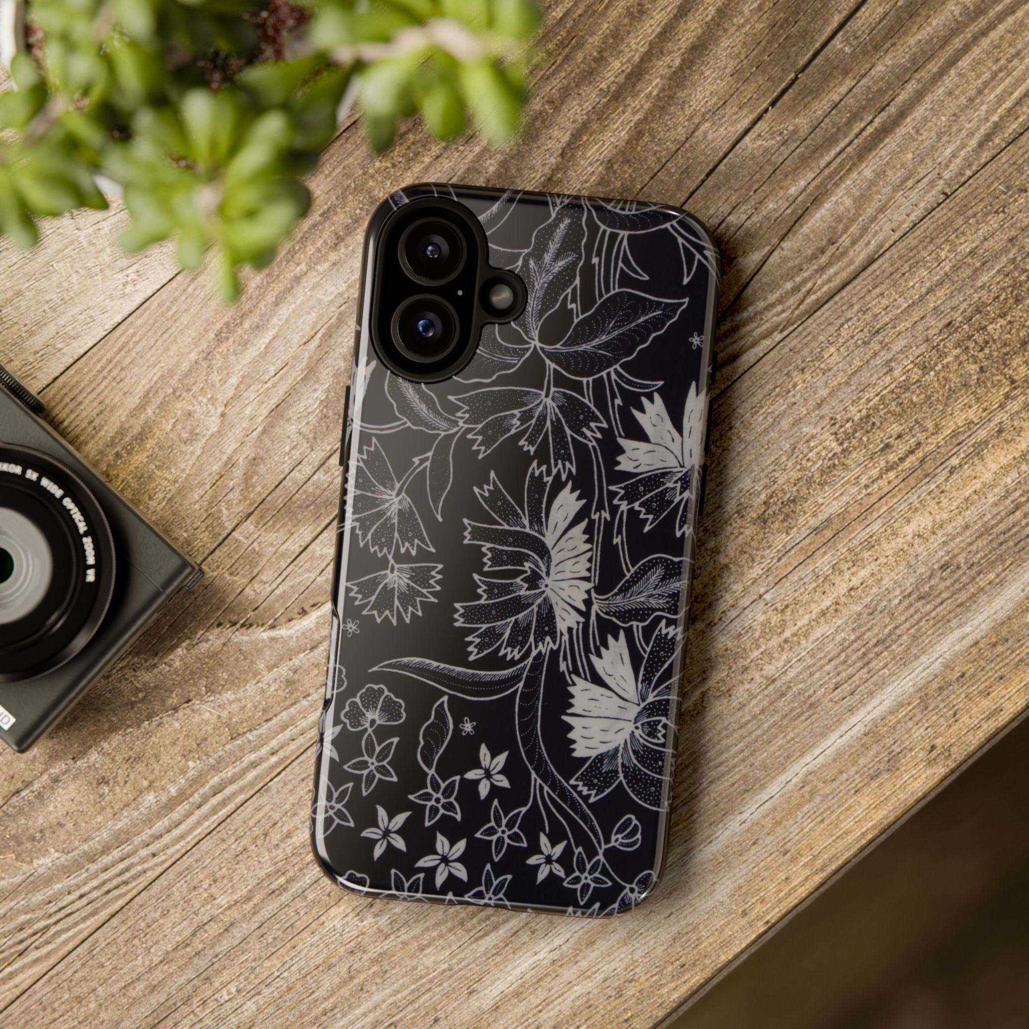 Floral Black Botanical Phone Cover