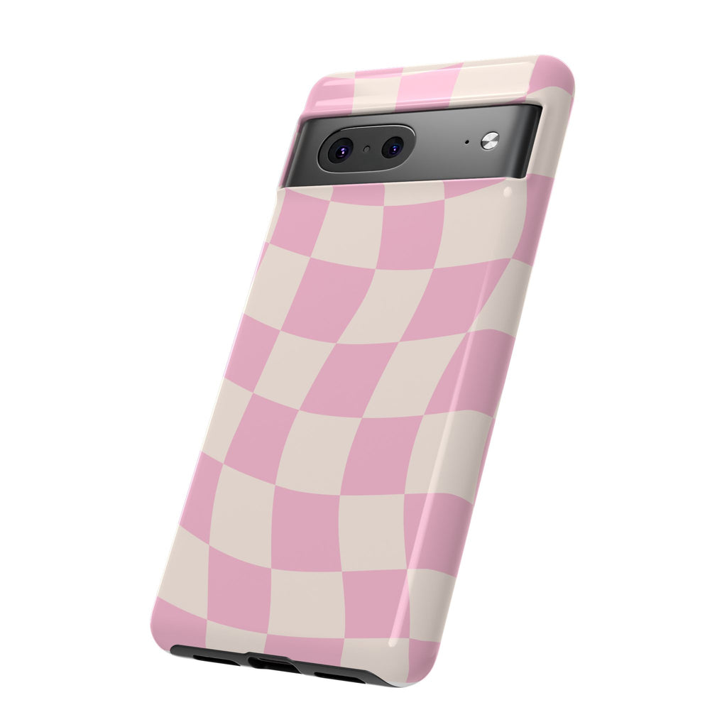 Pink Wavy Checker Tough Phone Case
