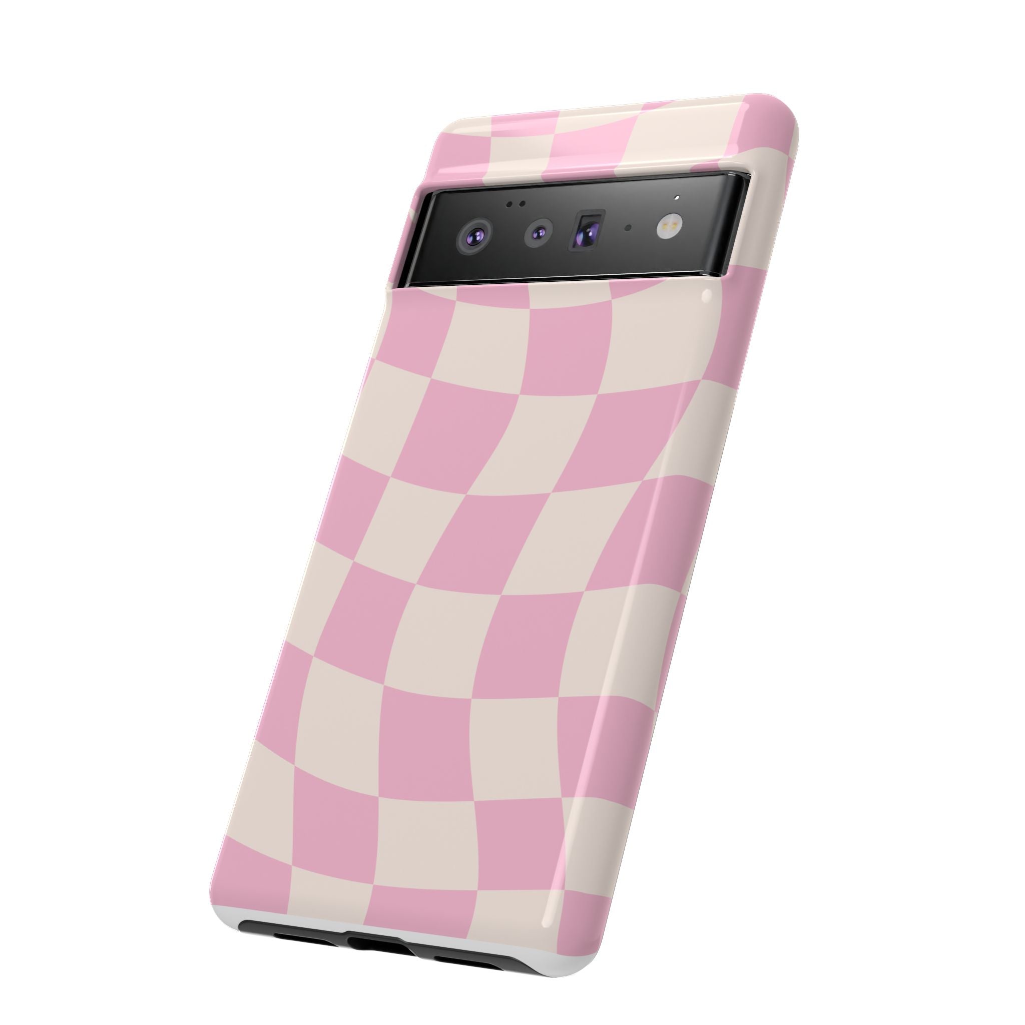 Pink Wavy Checker Tough Phone Case