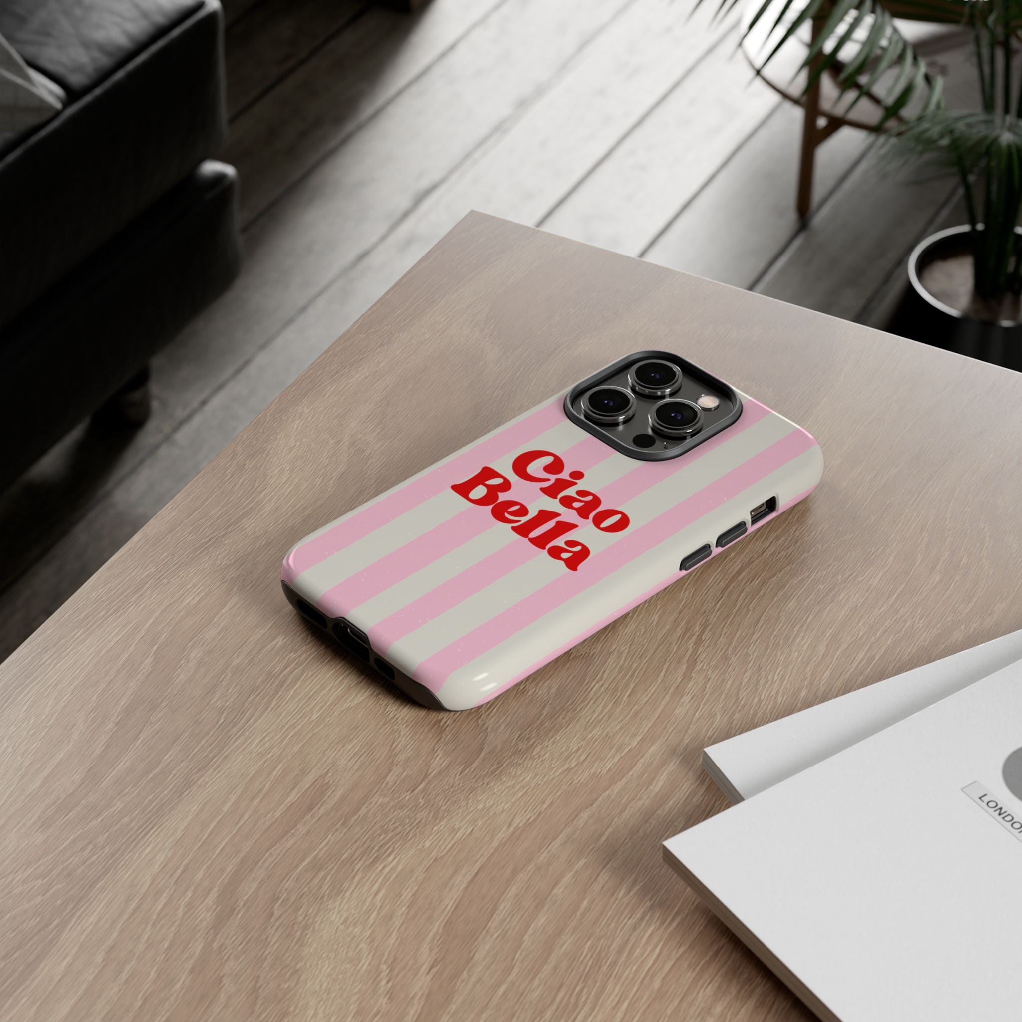 Pink Stripe Ciao Bella Phone Case