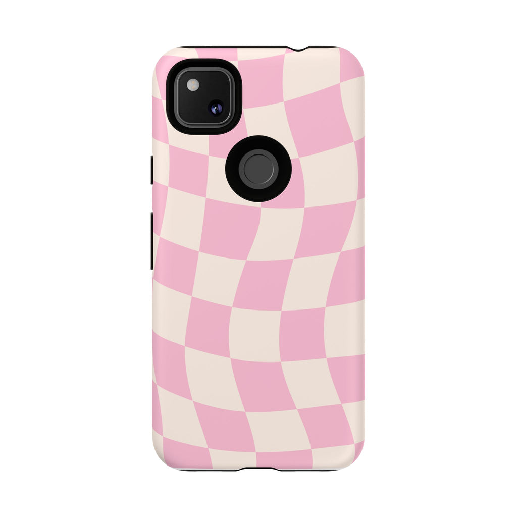 Pink Wavy Checker Tough Phone Case