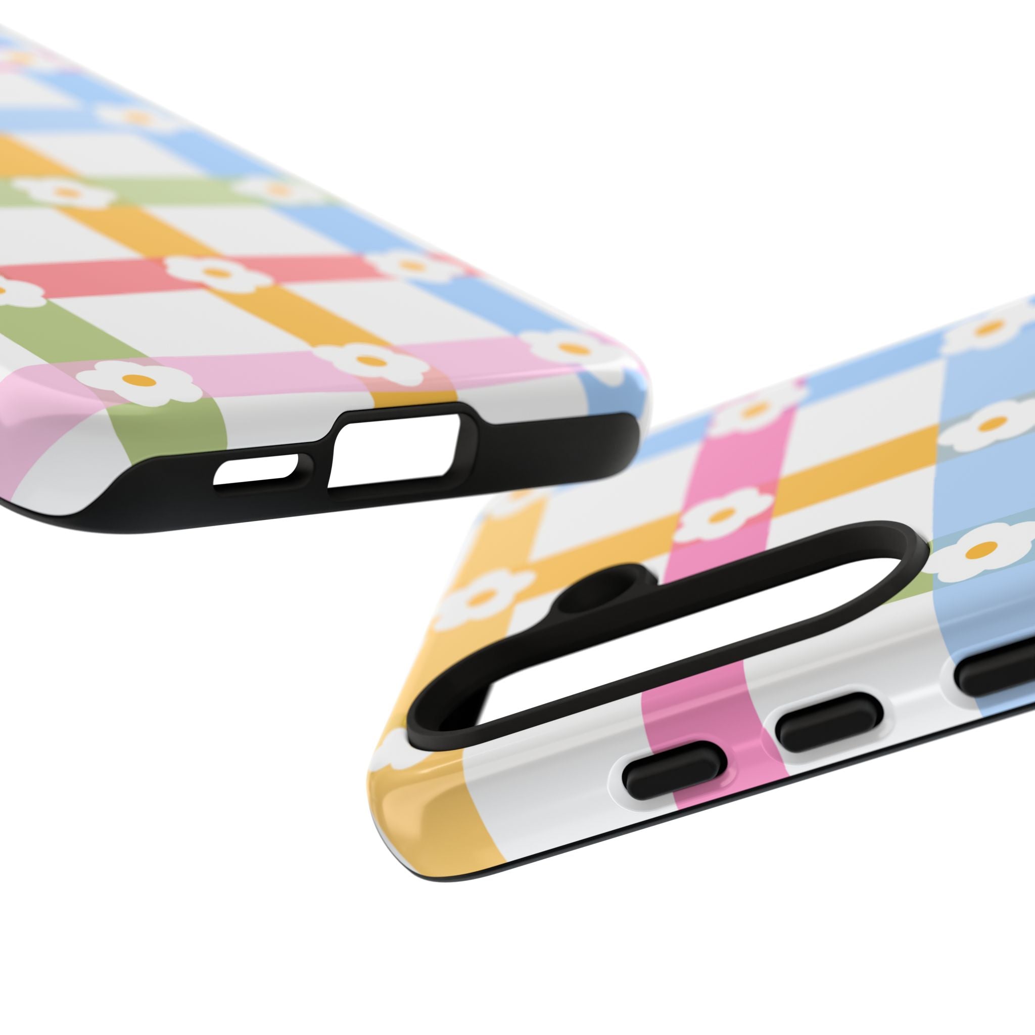 Floral Gingham  Pastel Checkerboard Phone Cover with Daisies