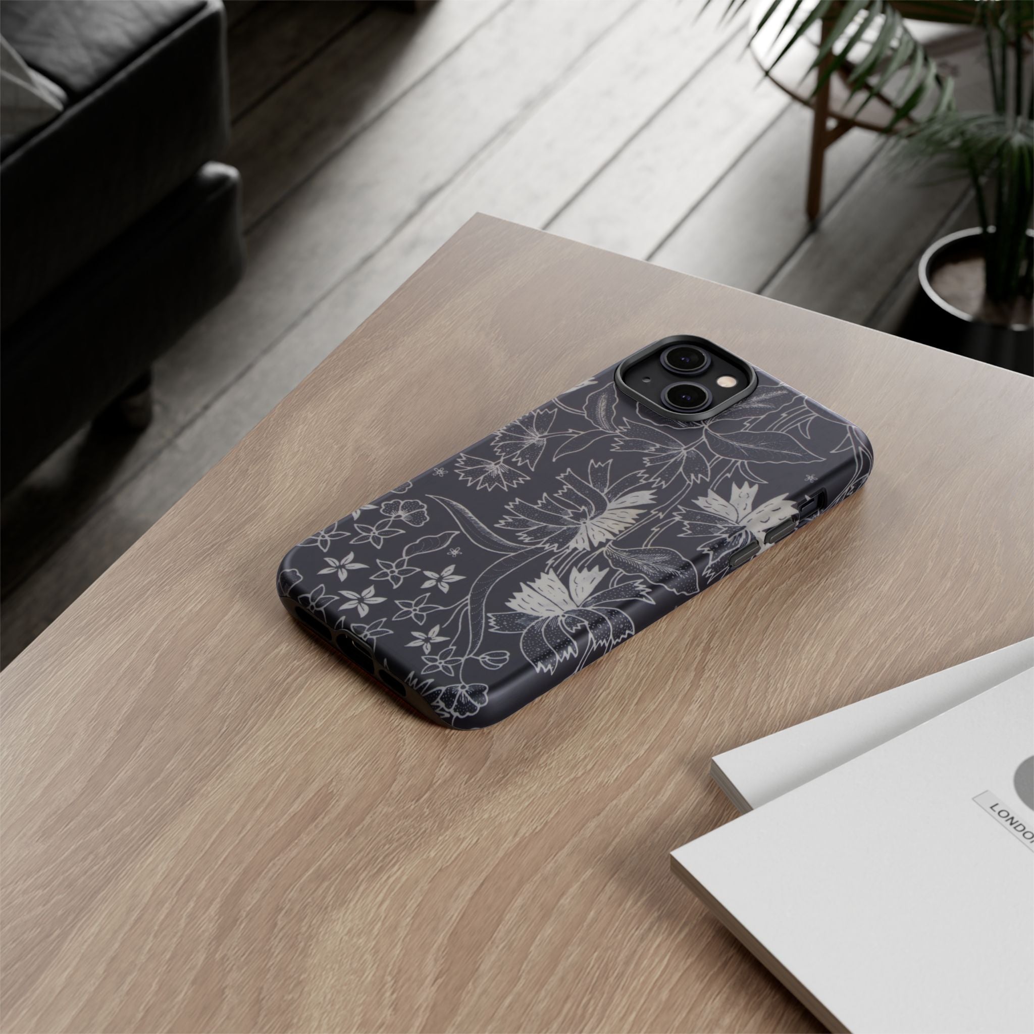 Floral Black Botanical Phone Cover