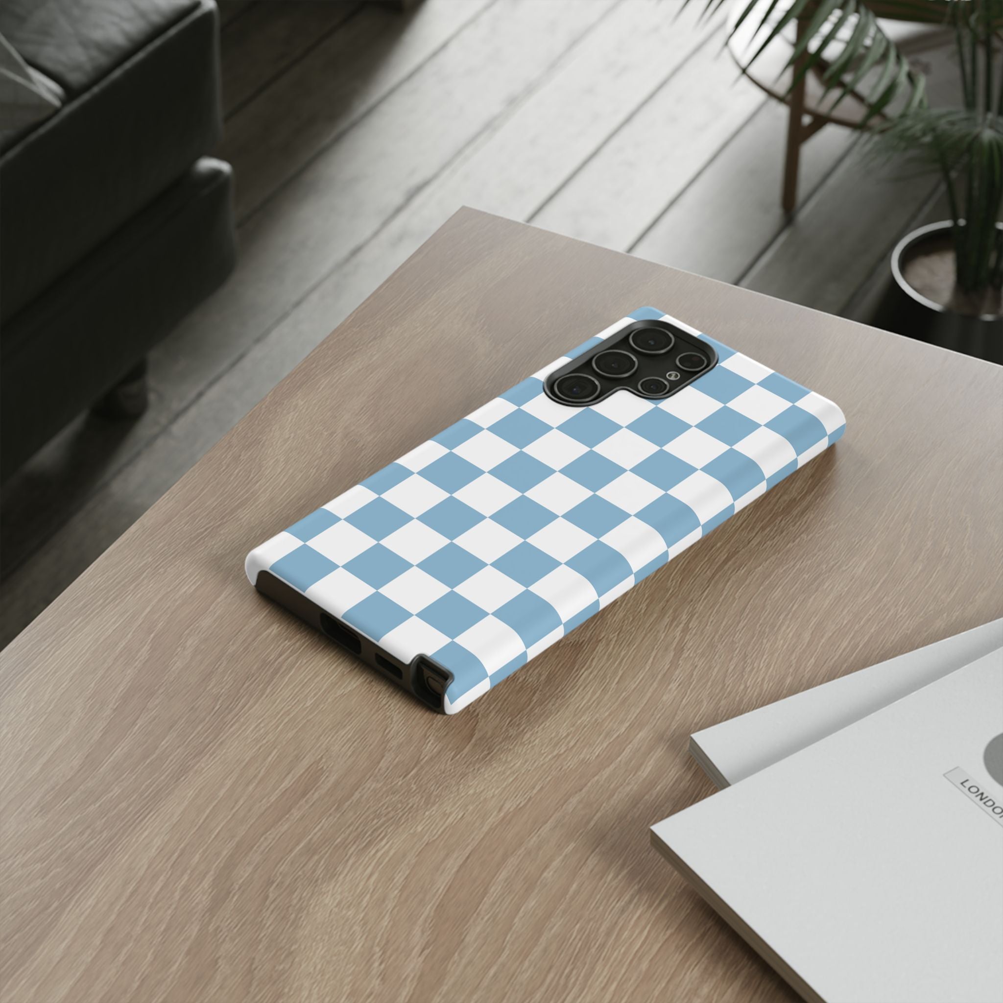 Blue Checkerboard Tough Phone Case