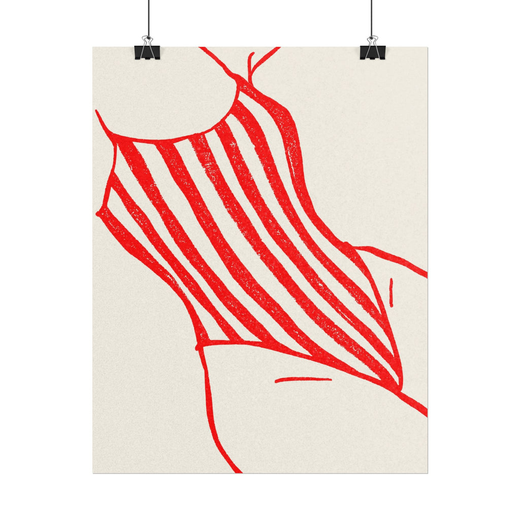 Minimal Red Swimsuit Art Print