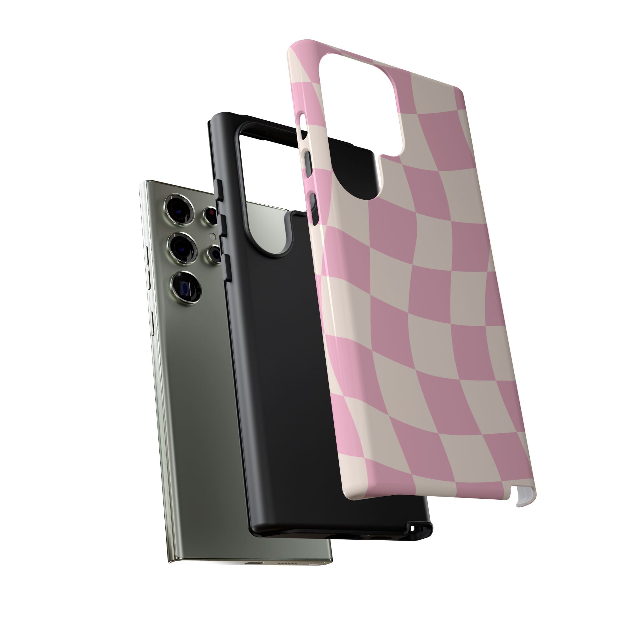 Pink Wavy Checker Tough Phone Case