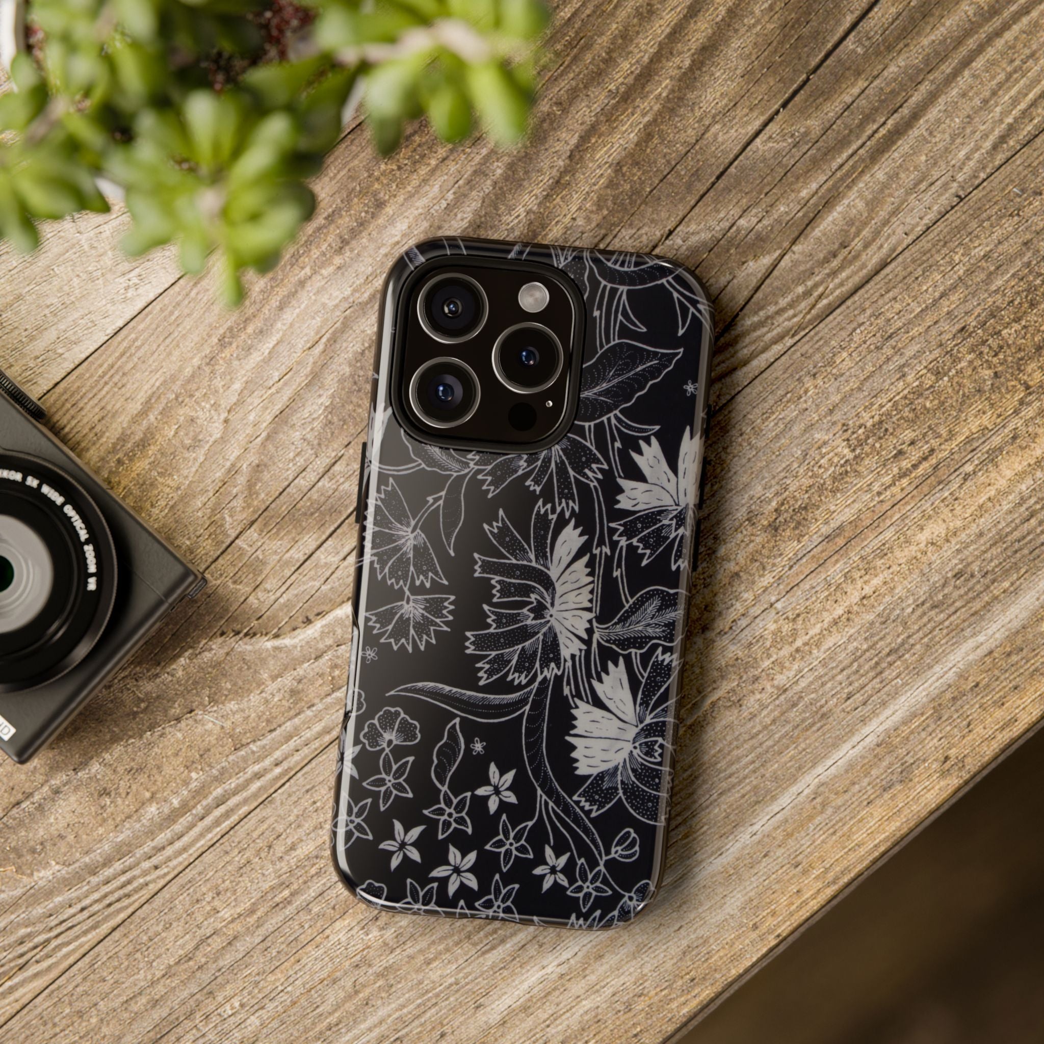 Floral Black Botanical Phone Cover