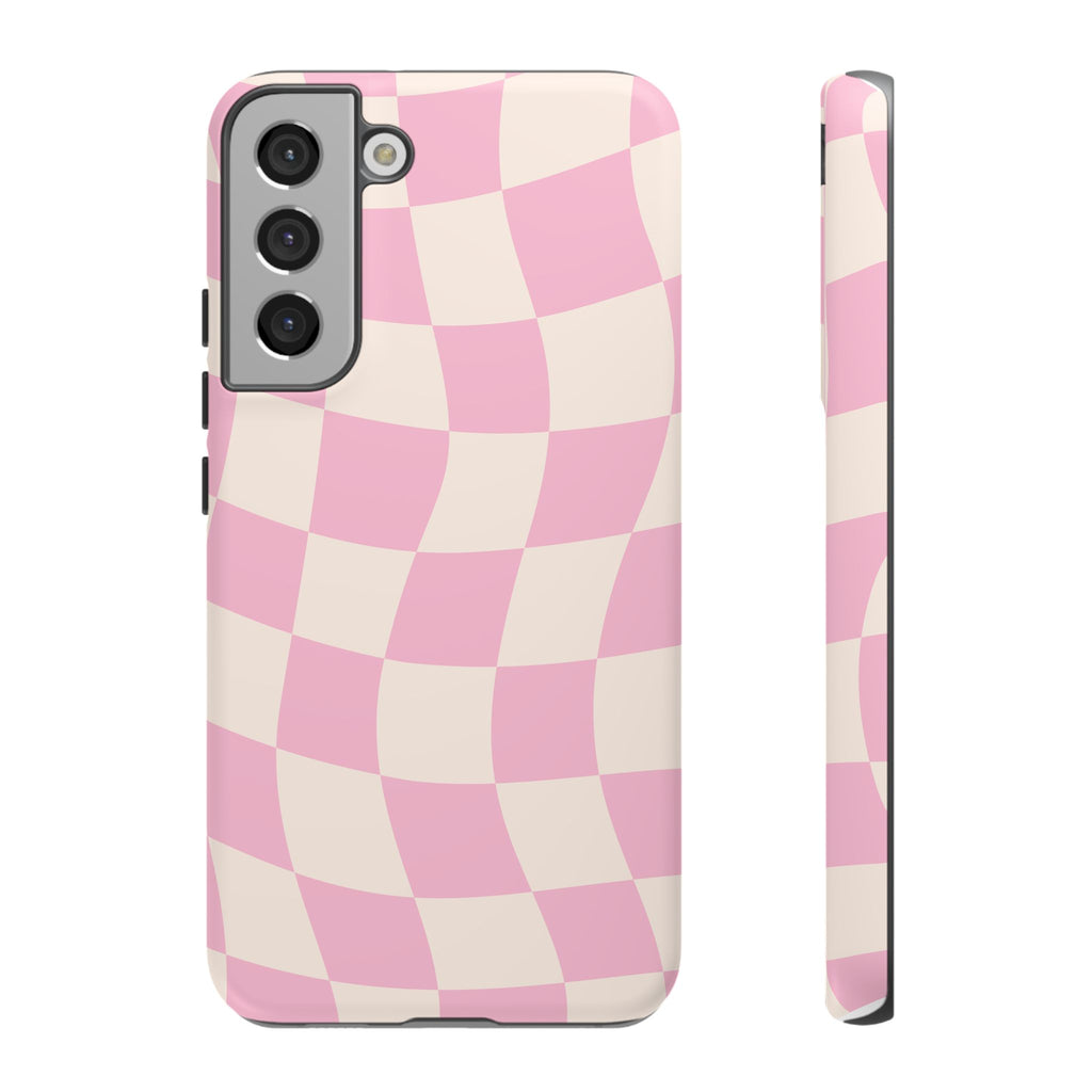 Pink Wavy Checker Tough Phone Case