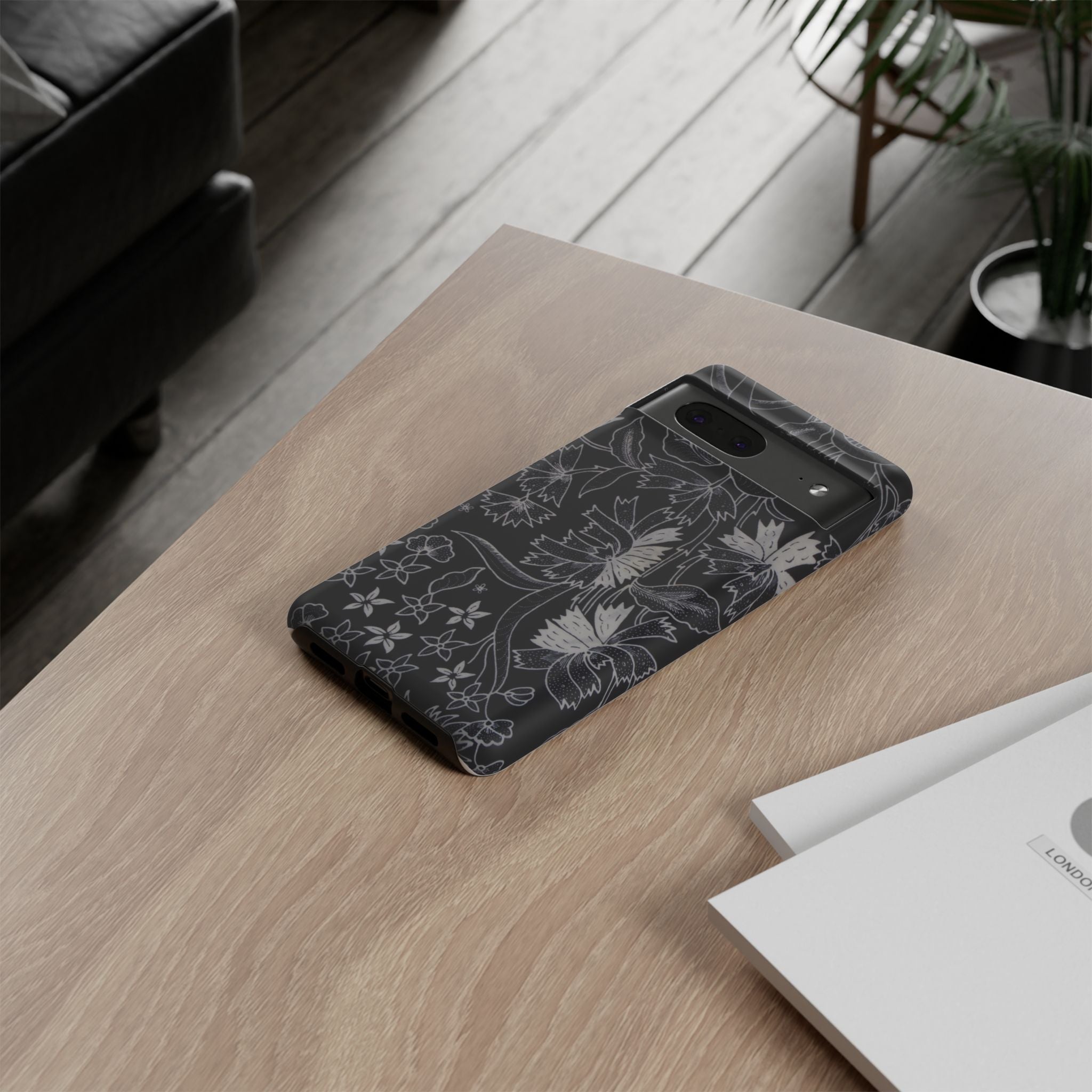 Floral Black Botanical Phone Cover