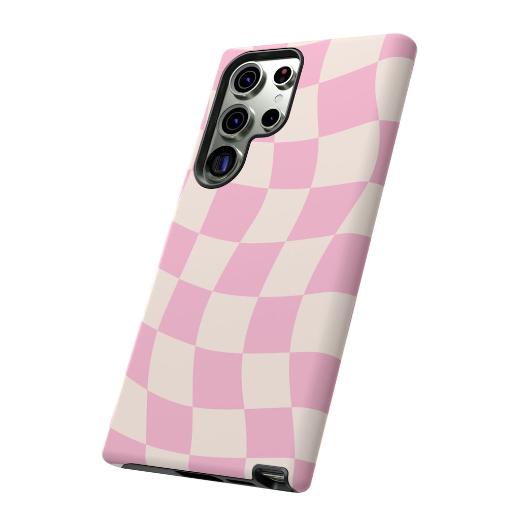 Pink Wavy Checker Tough Phone Case