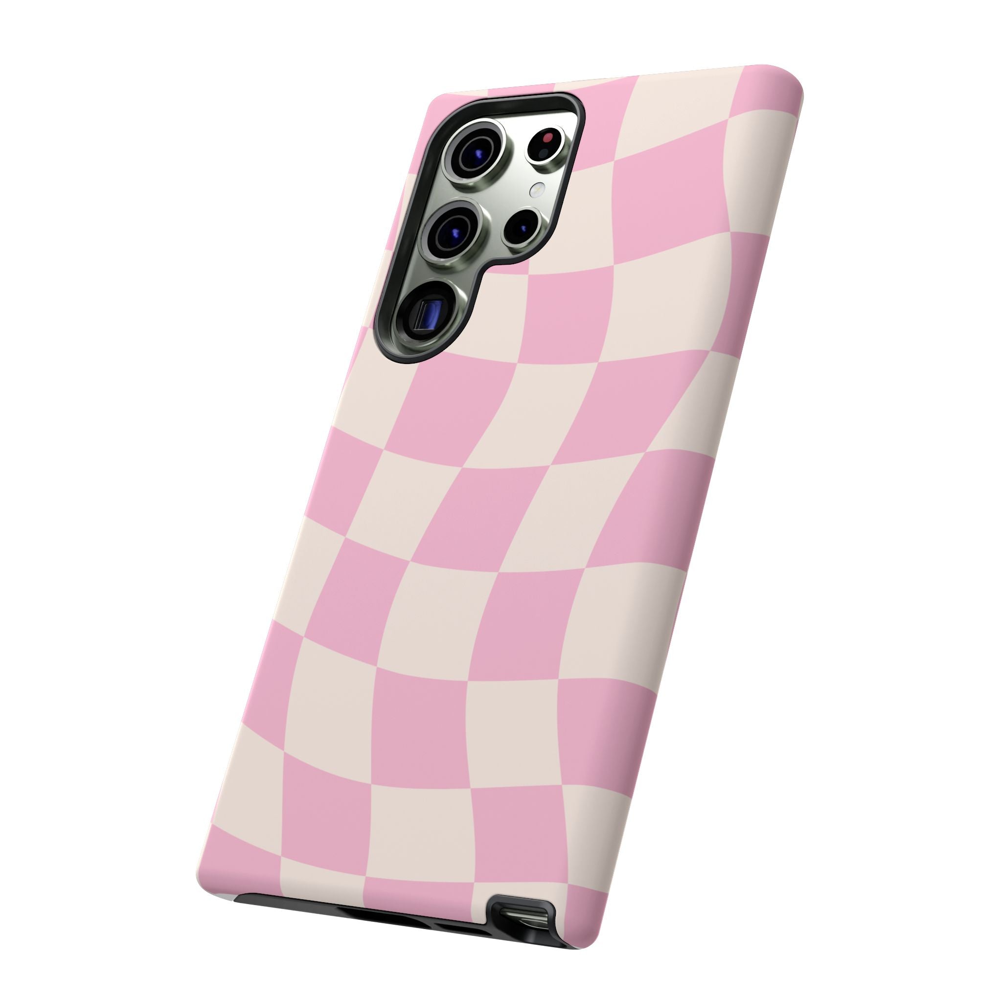 Pink Wavy Checker Tough Phone Case