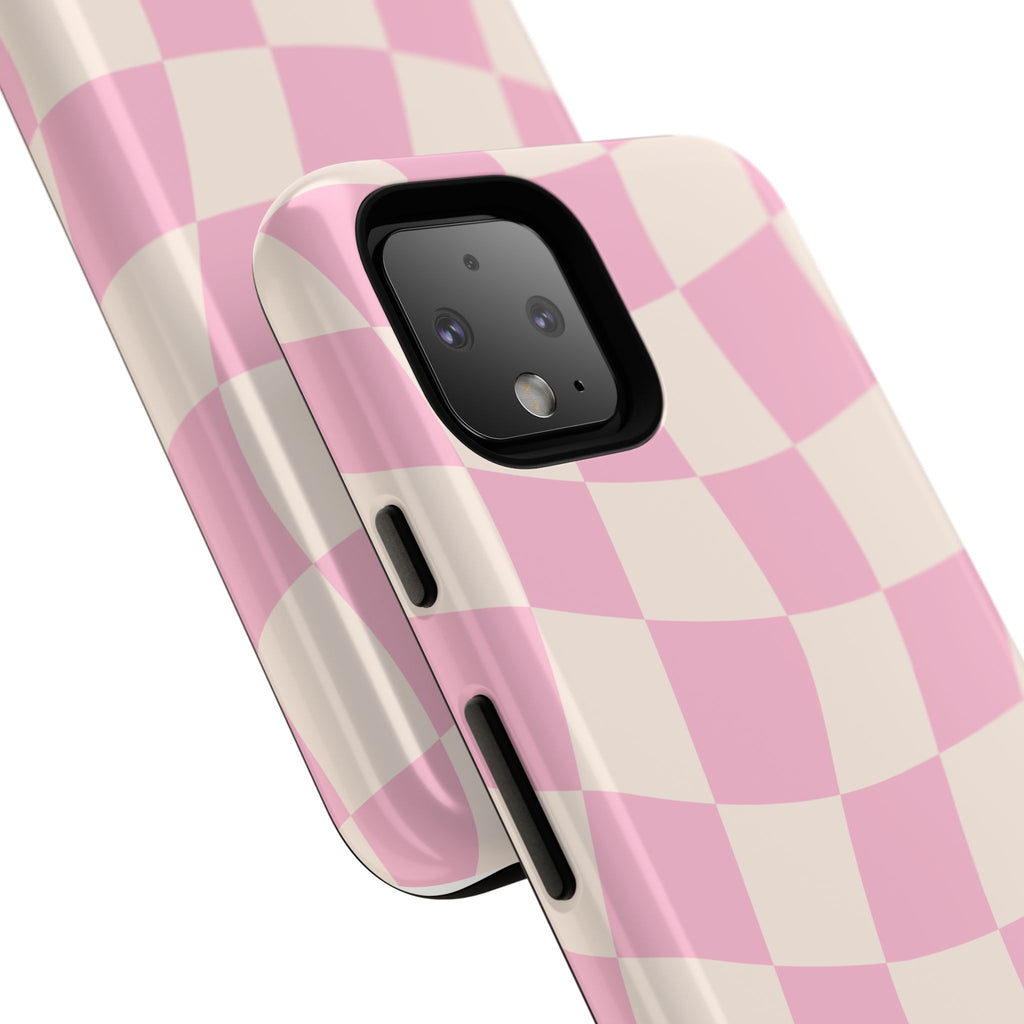 Pink Wavy Checker Tough Phone Case