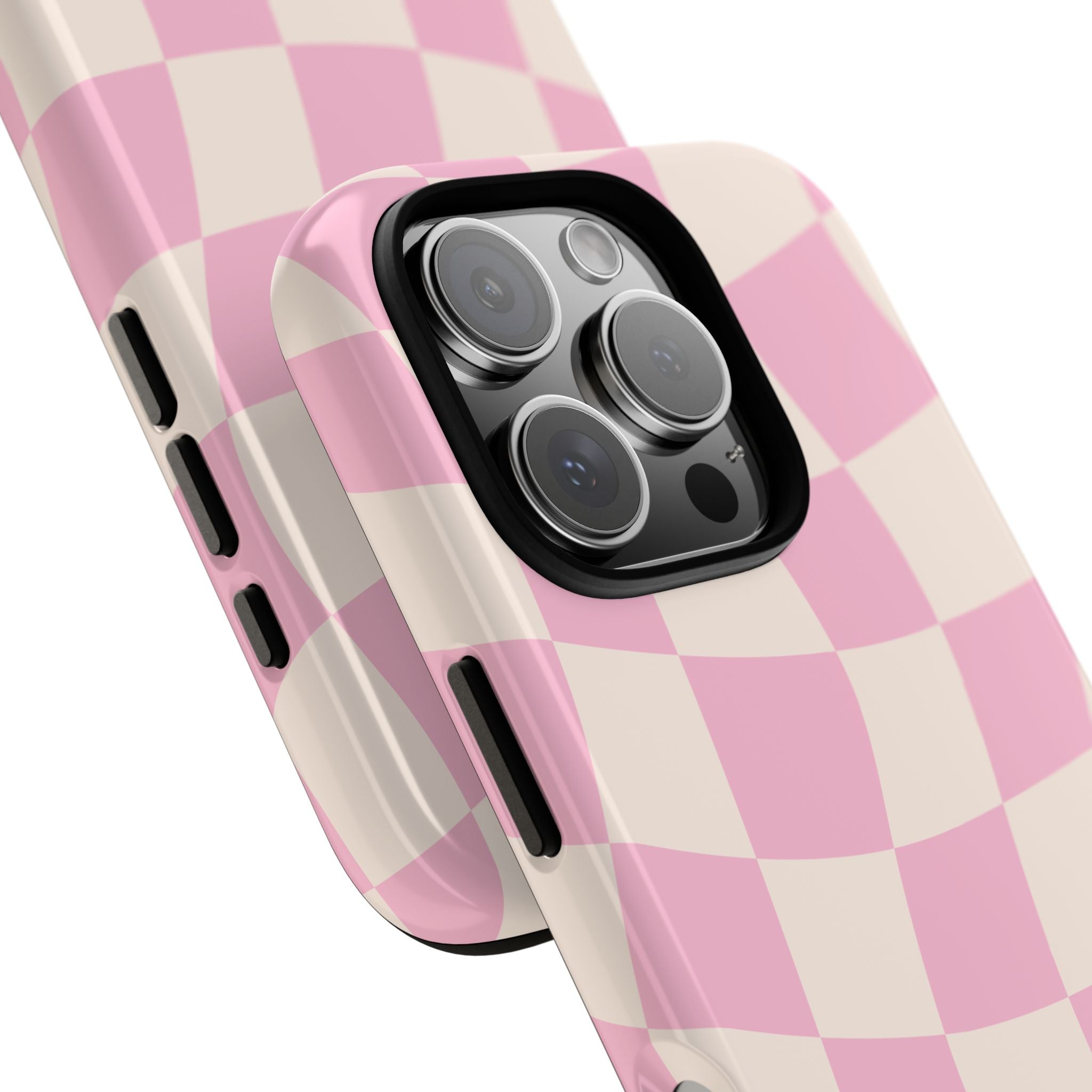 Pink Wavy Checker Tough Phone Case