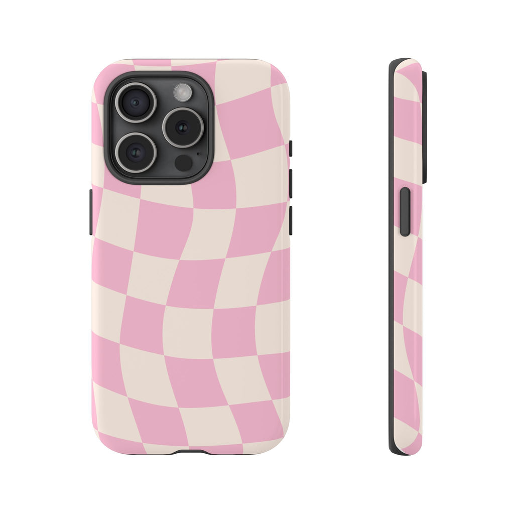 Pink Wavy Checker Tough Phone Case