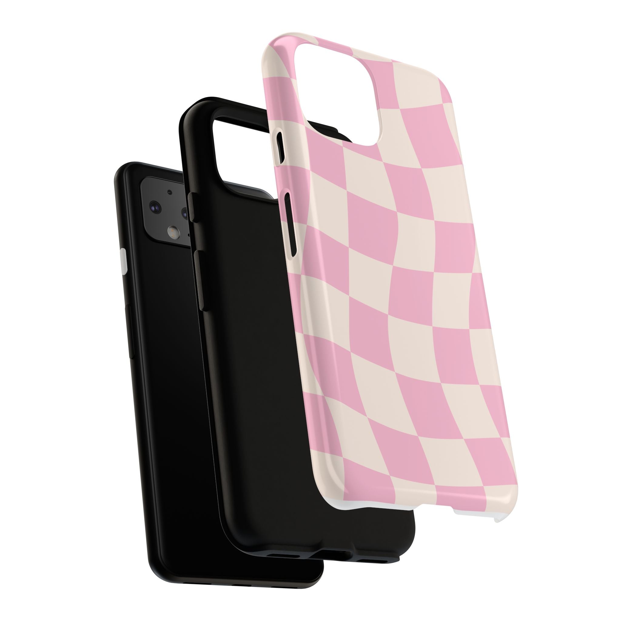 Pink Wavy Checker Tough Phone Case