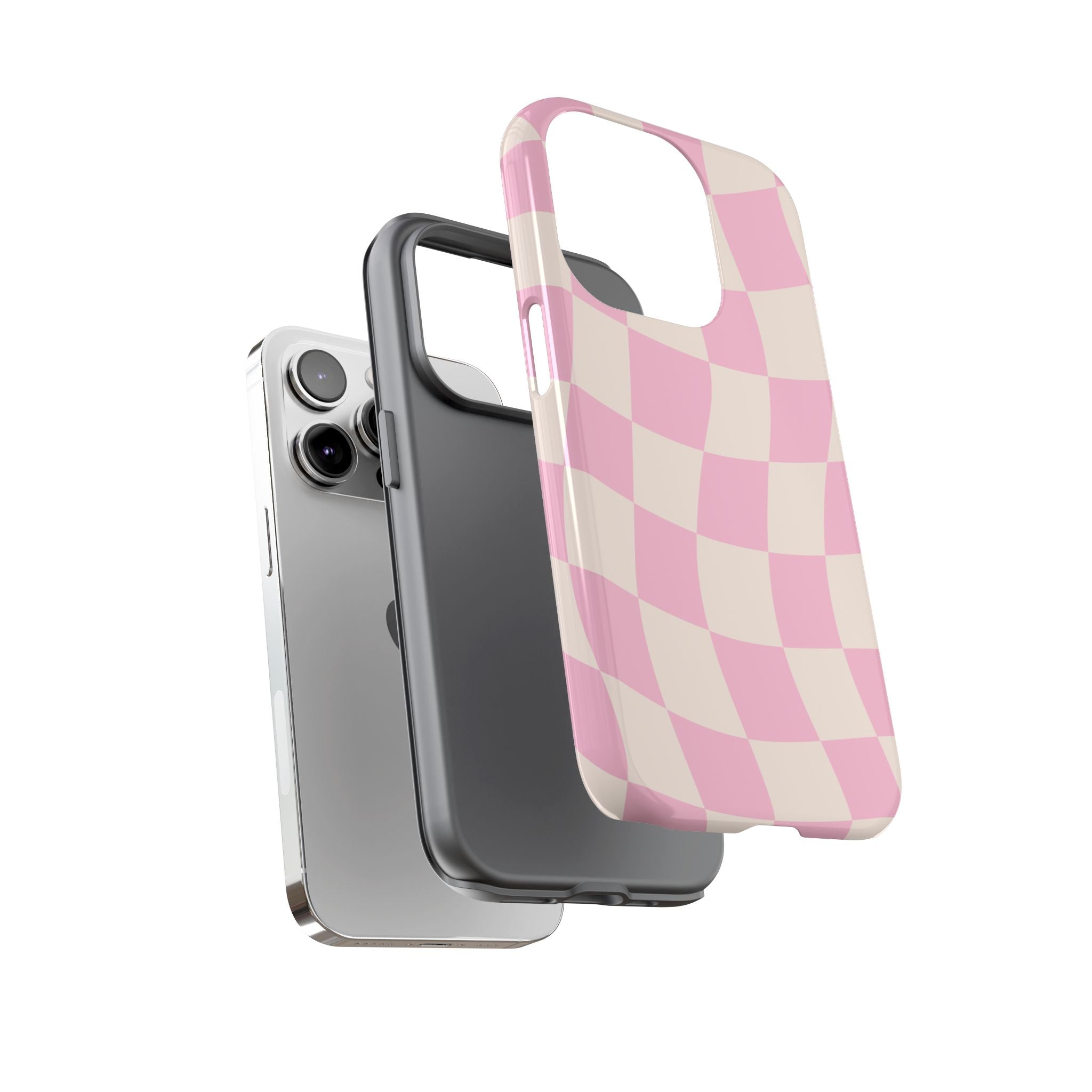 Pink Wavy Checker Tough Phone Case
