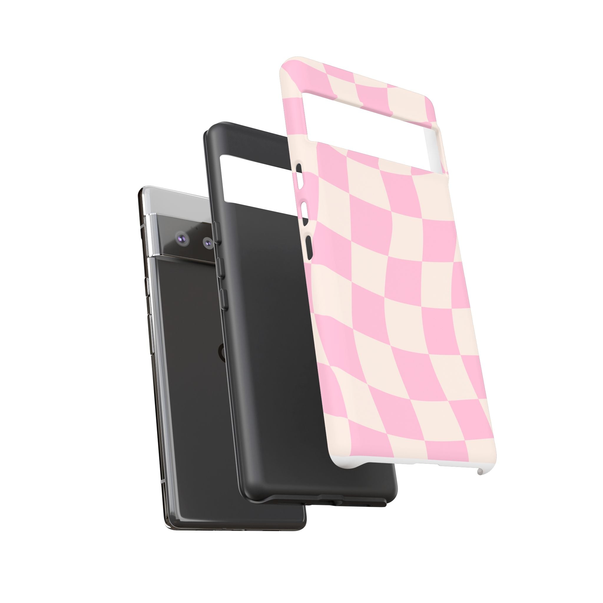 Pink Wavy Checker Tough Phone Case