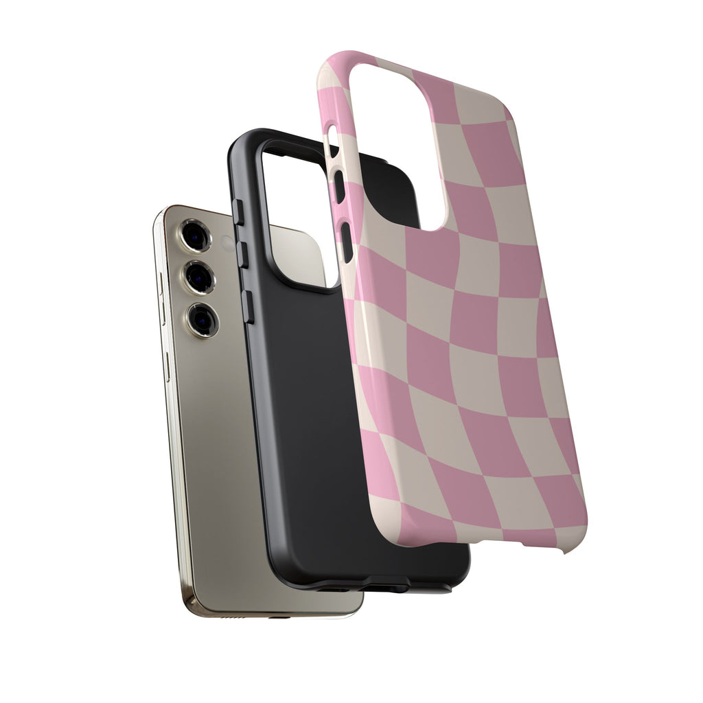 Pink Wavy Checker Tough Phone Case