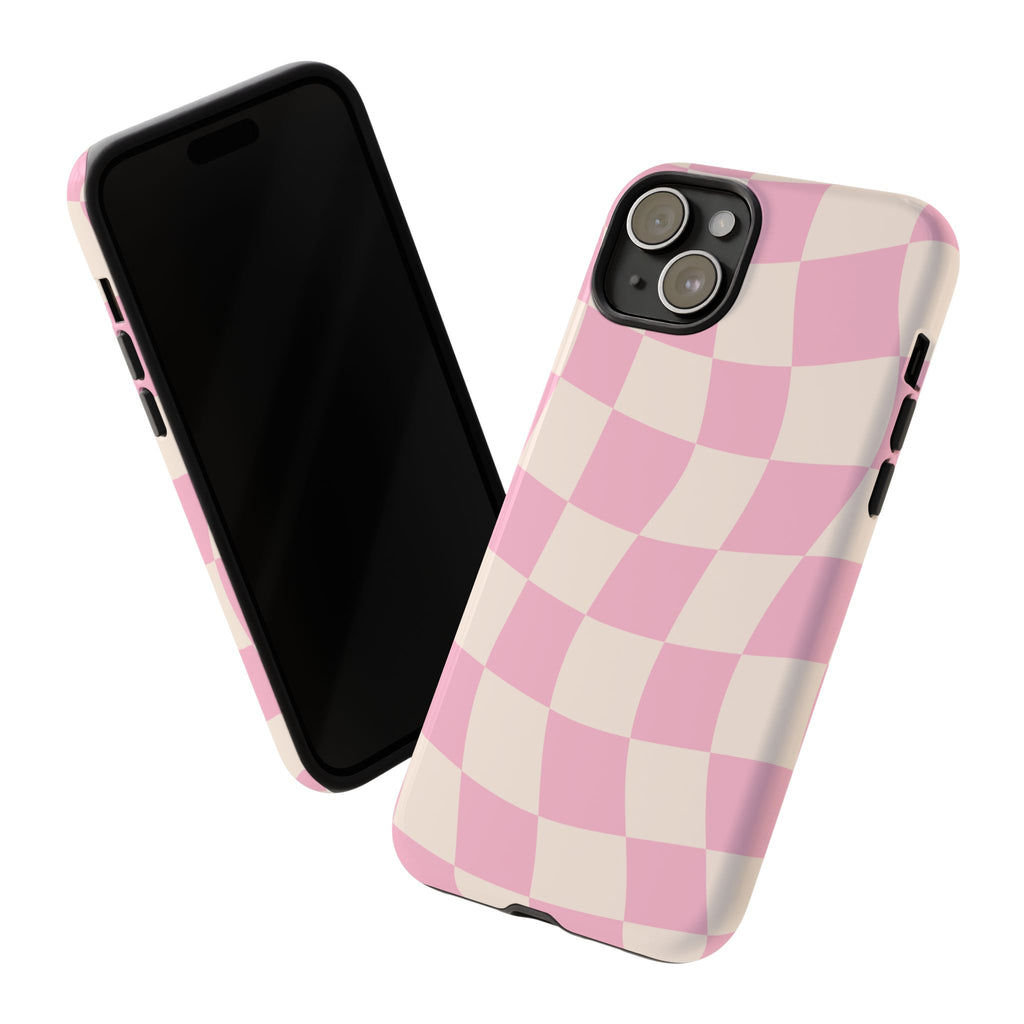 Pink Wavy Checker Tough Phone Case