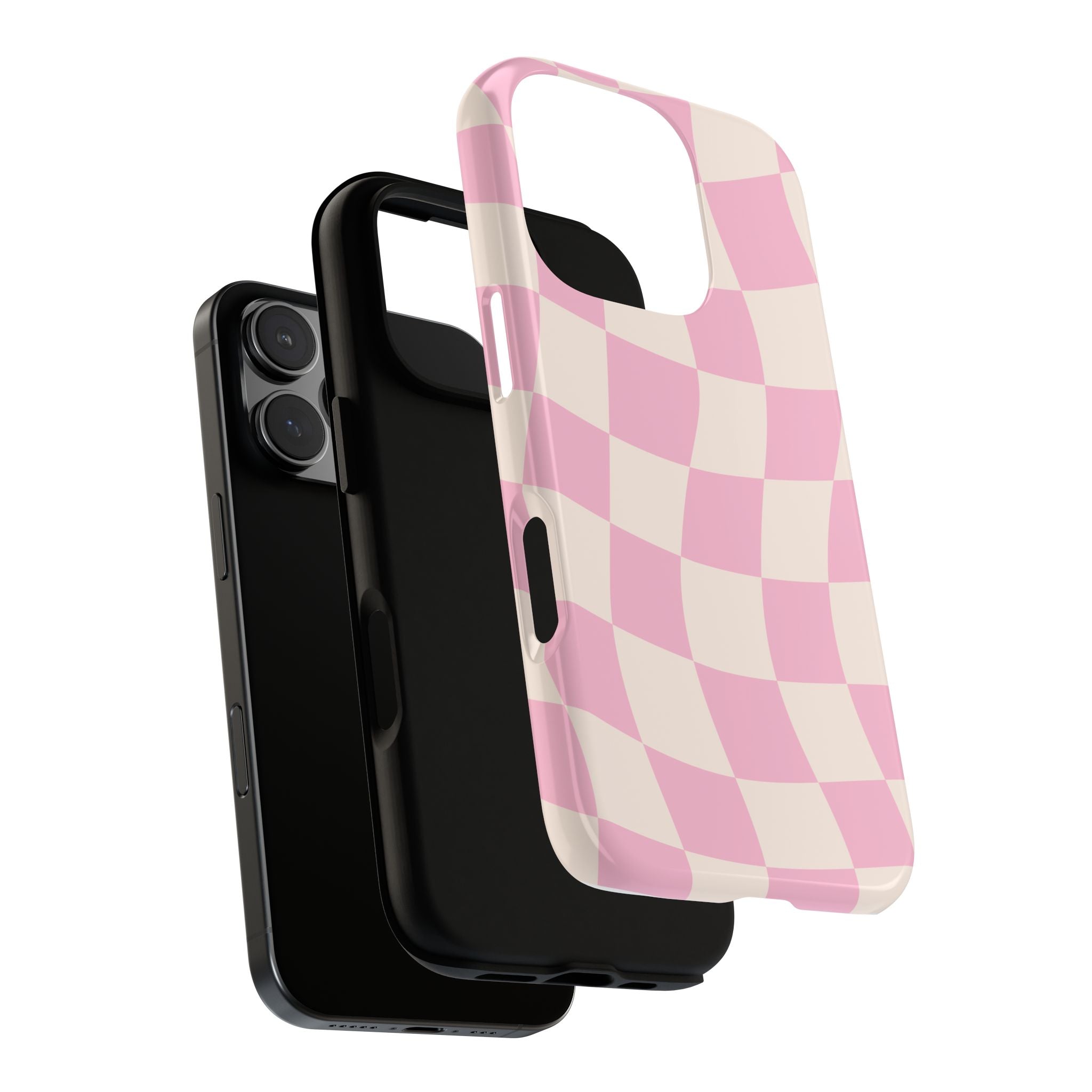 Pink Wavy Checker Tough Phone Case