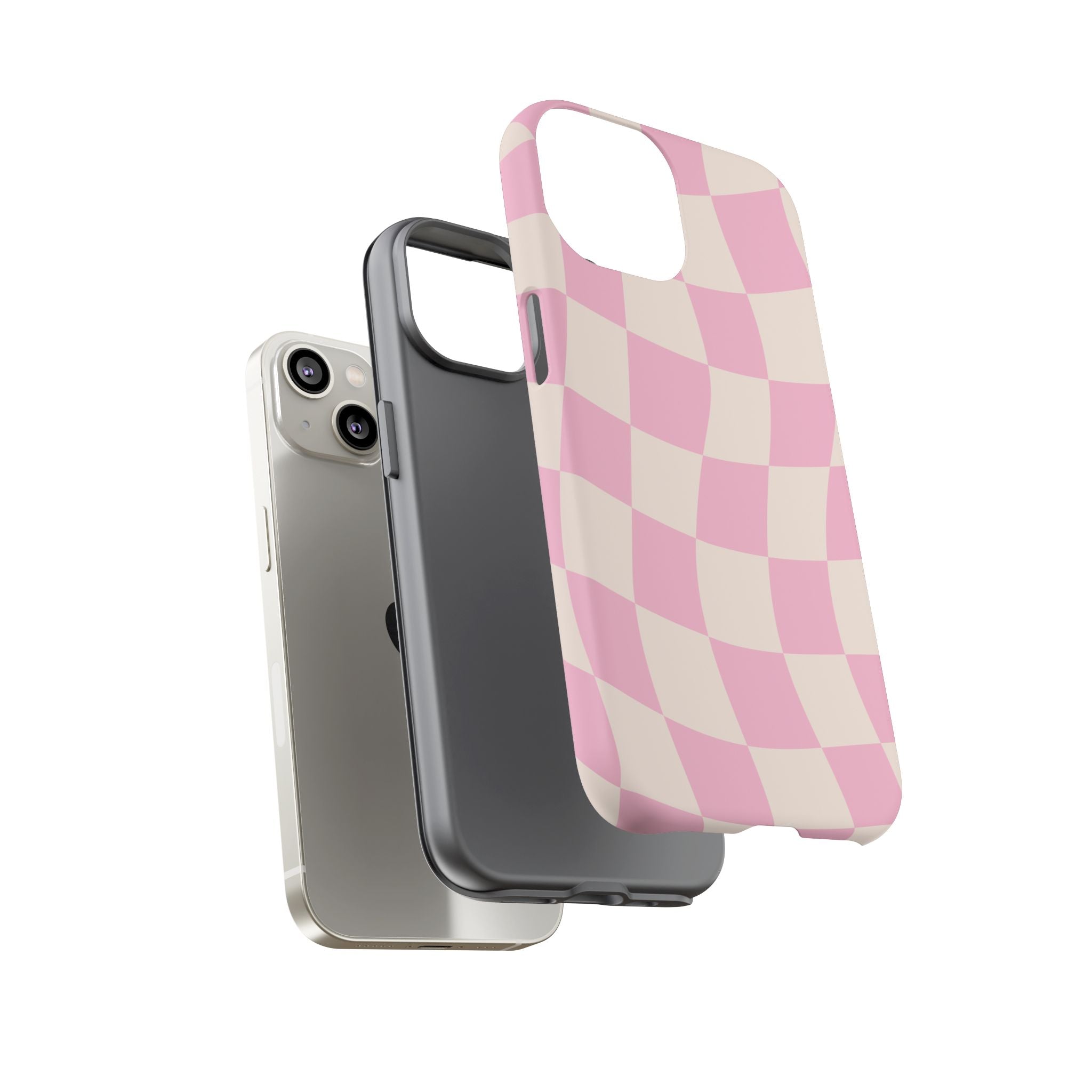 Pink Wavy Checker Tough Phone Case