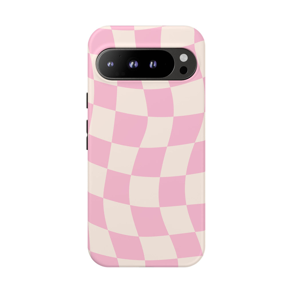Pink Wavy Checker Tough Phone Case