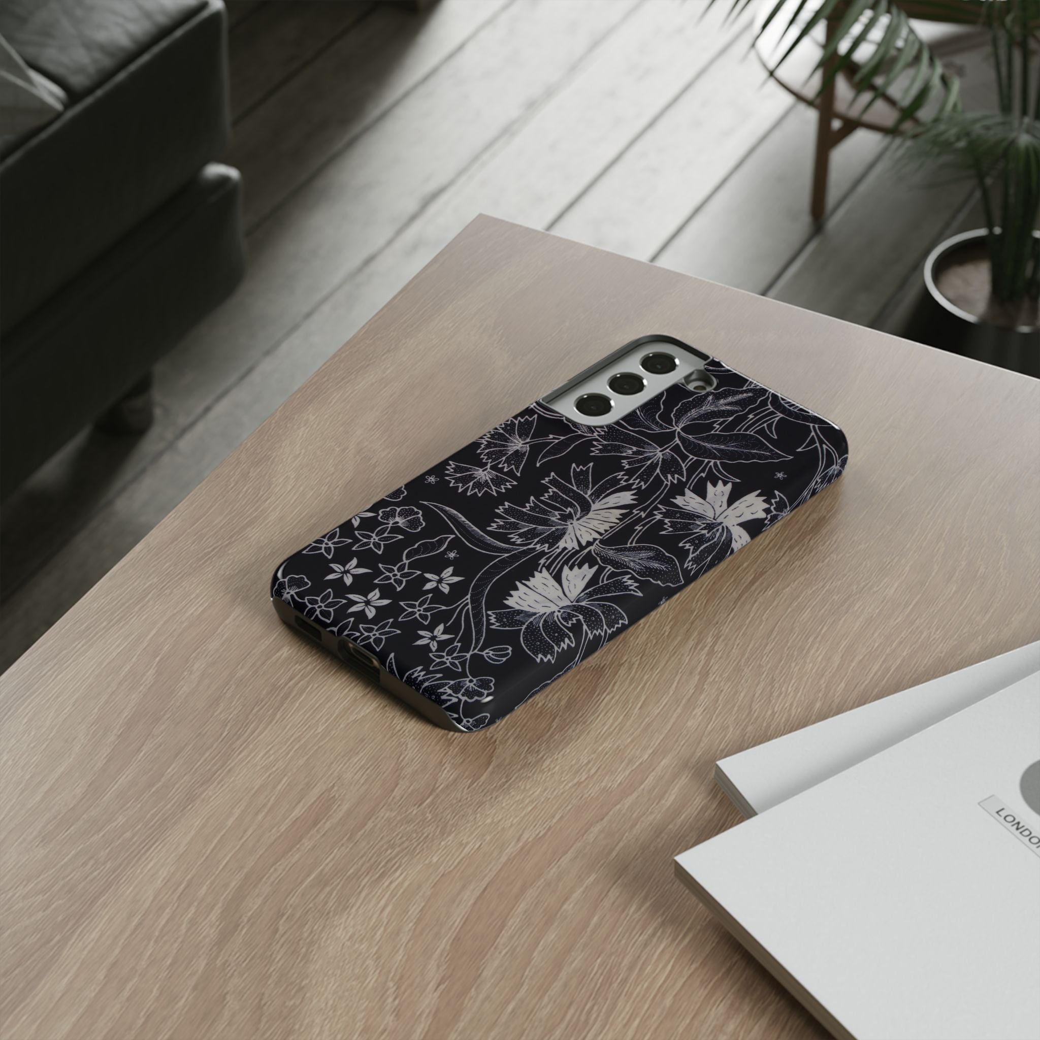 Floral Black Botanical Phone Cover