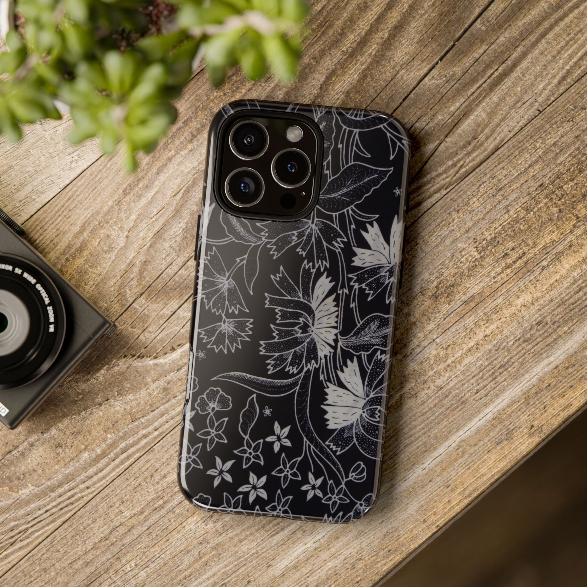 Floral Black Botanical Phone Cover
