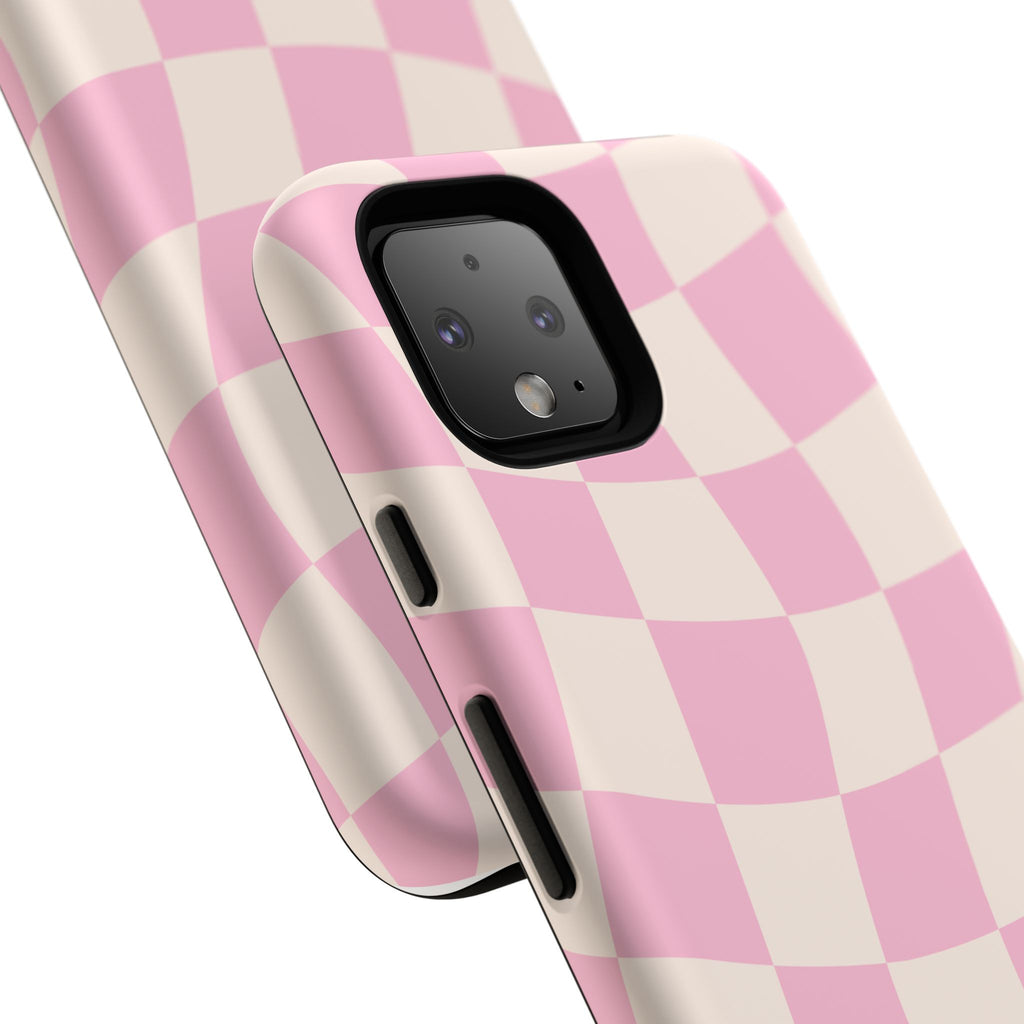 Pink Wavy Checker Tough Phone Case