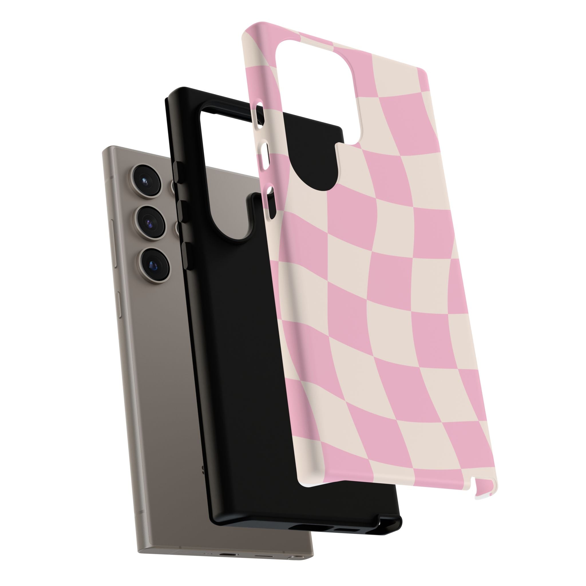 Pink Wavy Checker Tough Phone Case