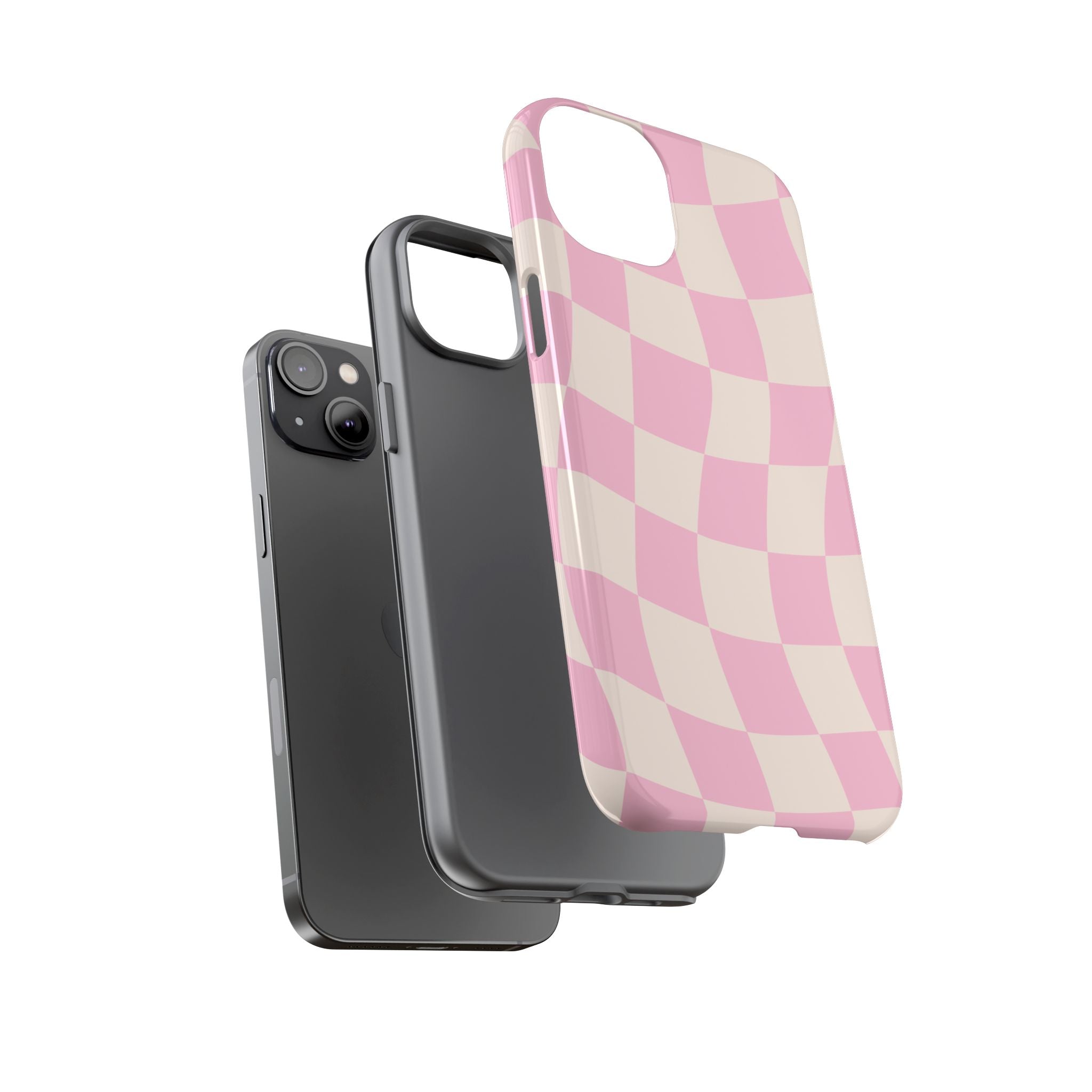 Pink Wavy Checker Tough Phone Case
