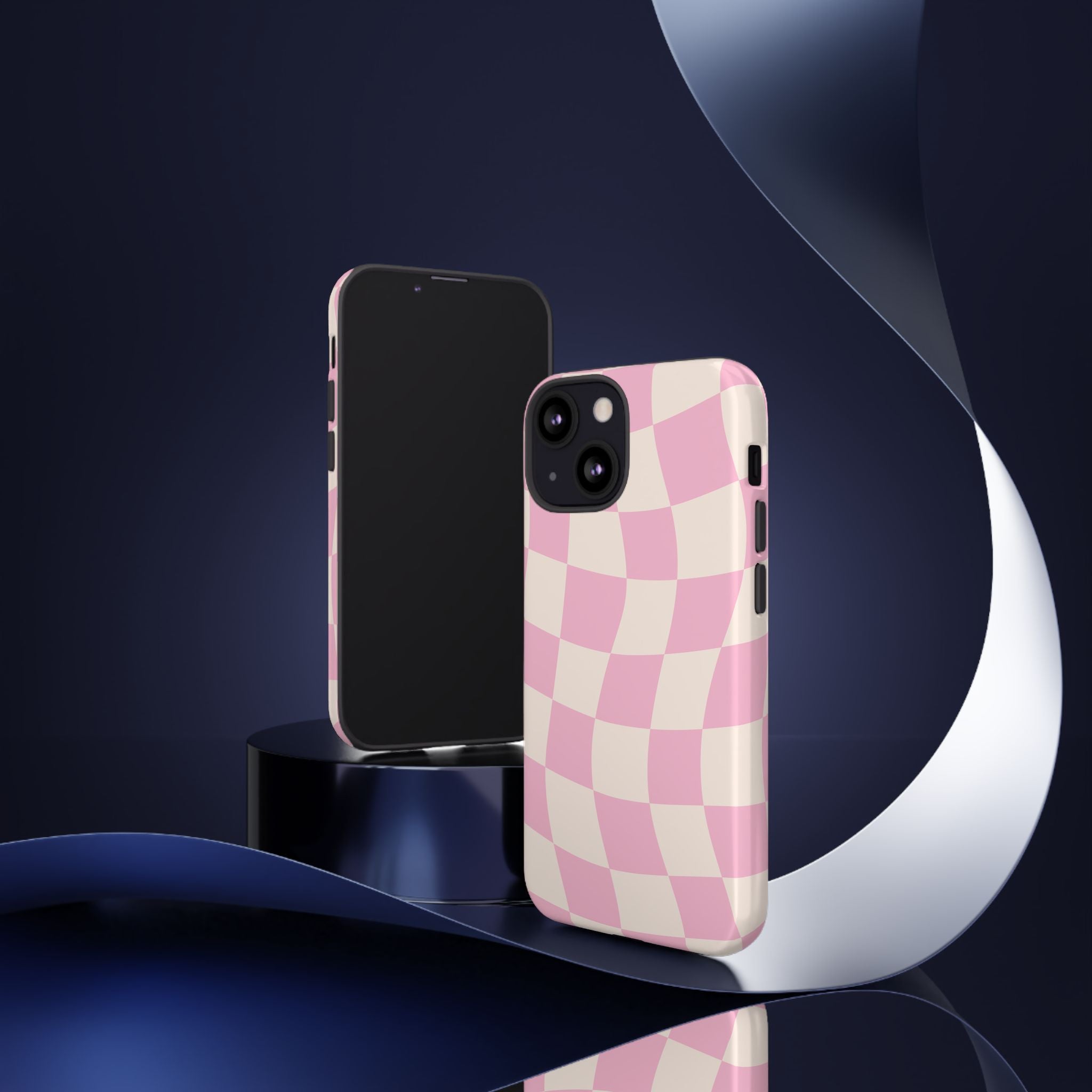 Pink Wavy Checker Tough Phone Case
