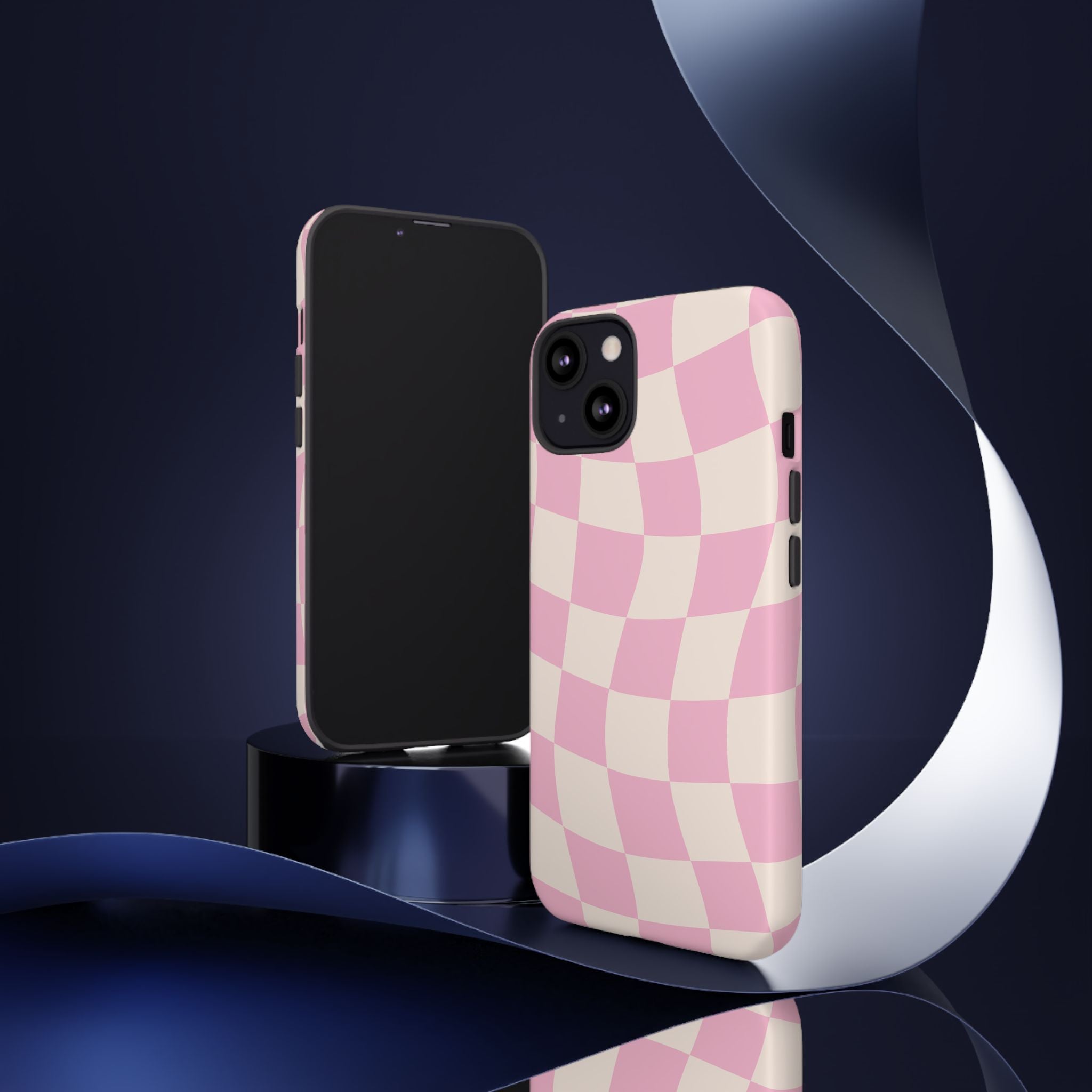 Pink Wavy Checker Tough Phone Case