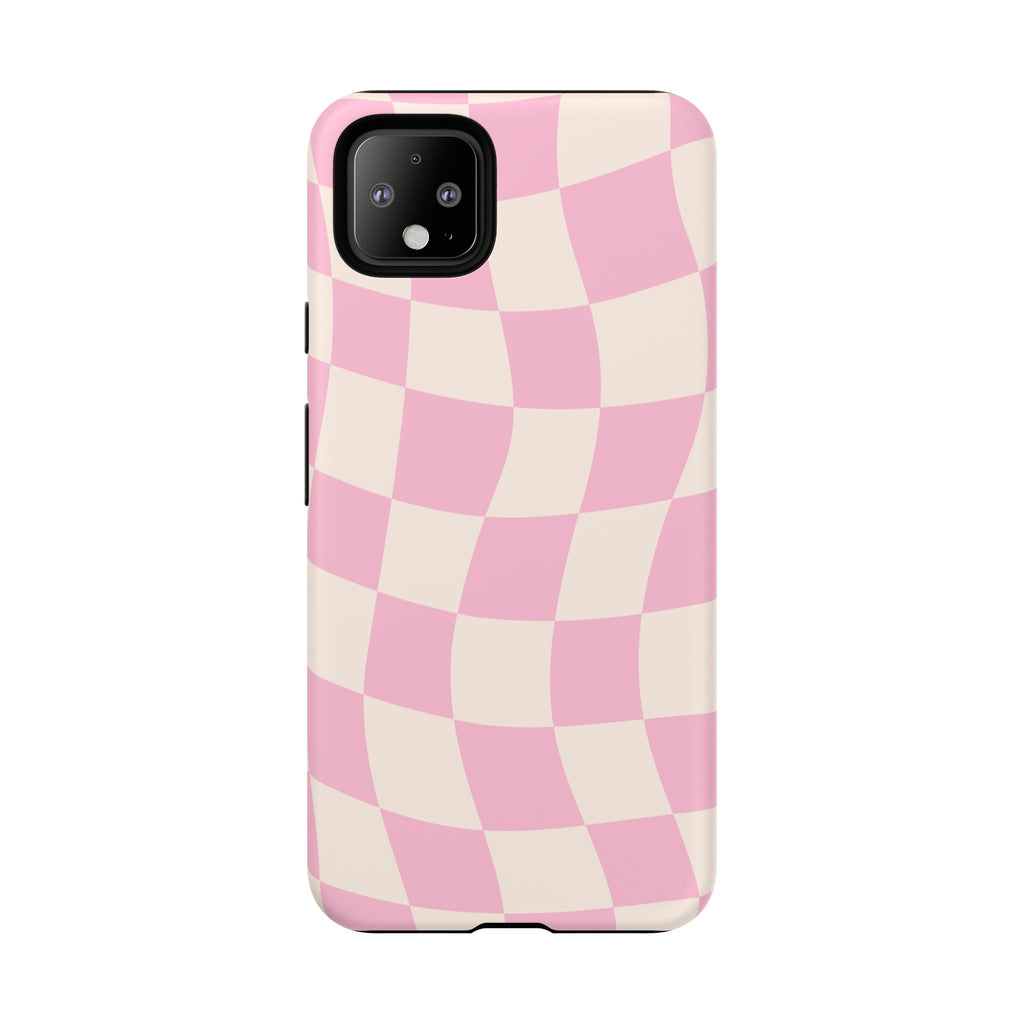 Pink Wavy Checker Tough Phone Case