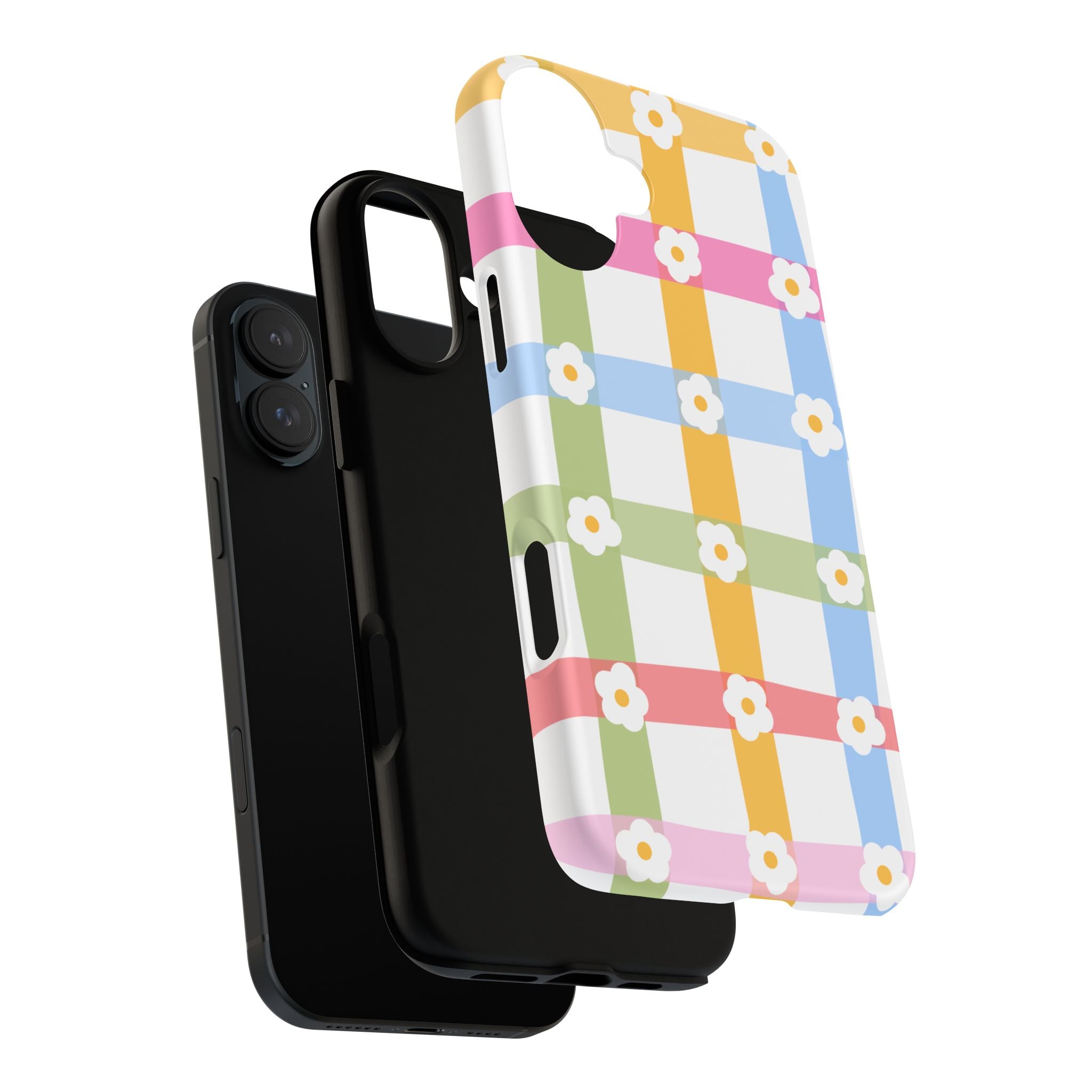 Floral Gingham  Pastel Checkerboard Phone Cover with Daisies