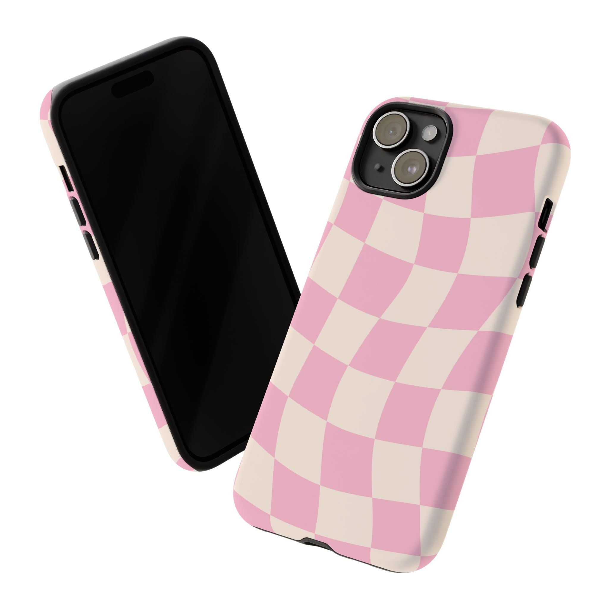 Pink Wavy Checker Tough Phone Case