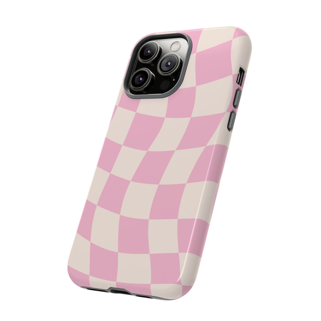 Pink Wavy Checker Tough Phone Case