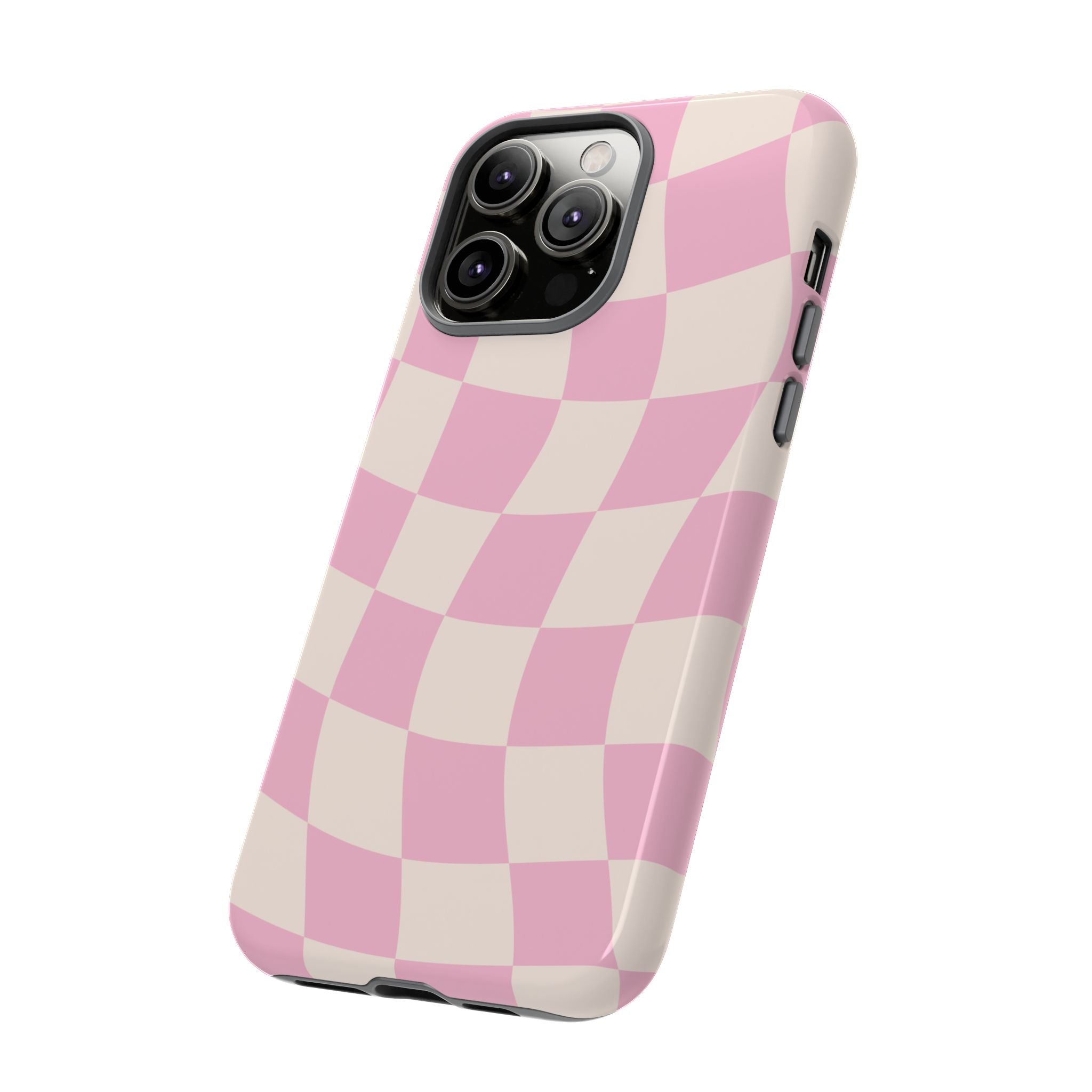 Pink Wavy Checker Tough Phone Case