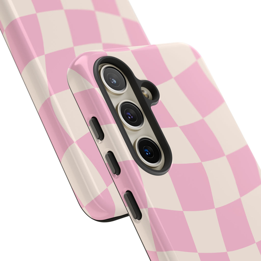 Pink Wavy Checker Tough Phone Case