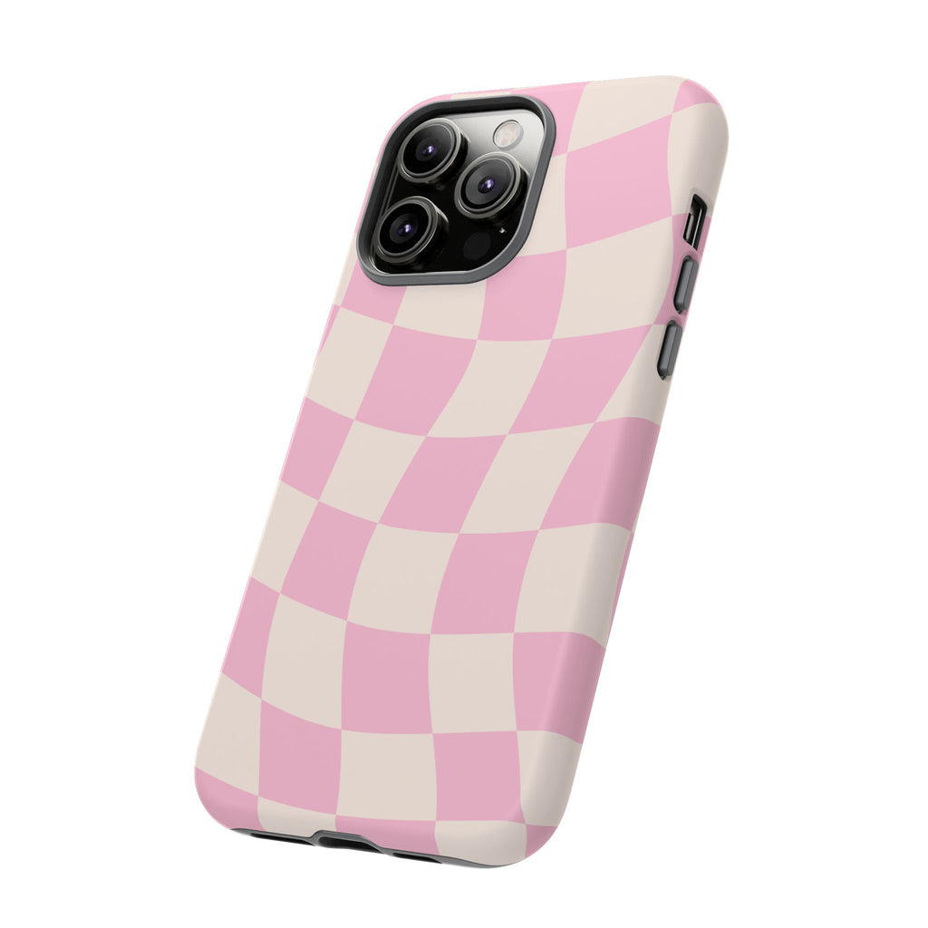 Pink Wavy Checker Tough Phone Case