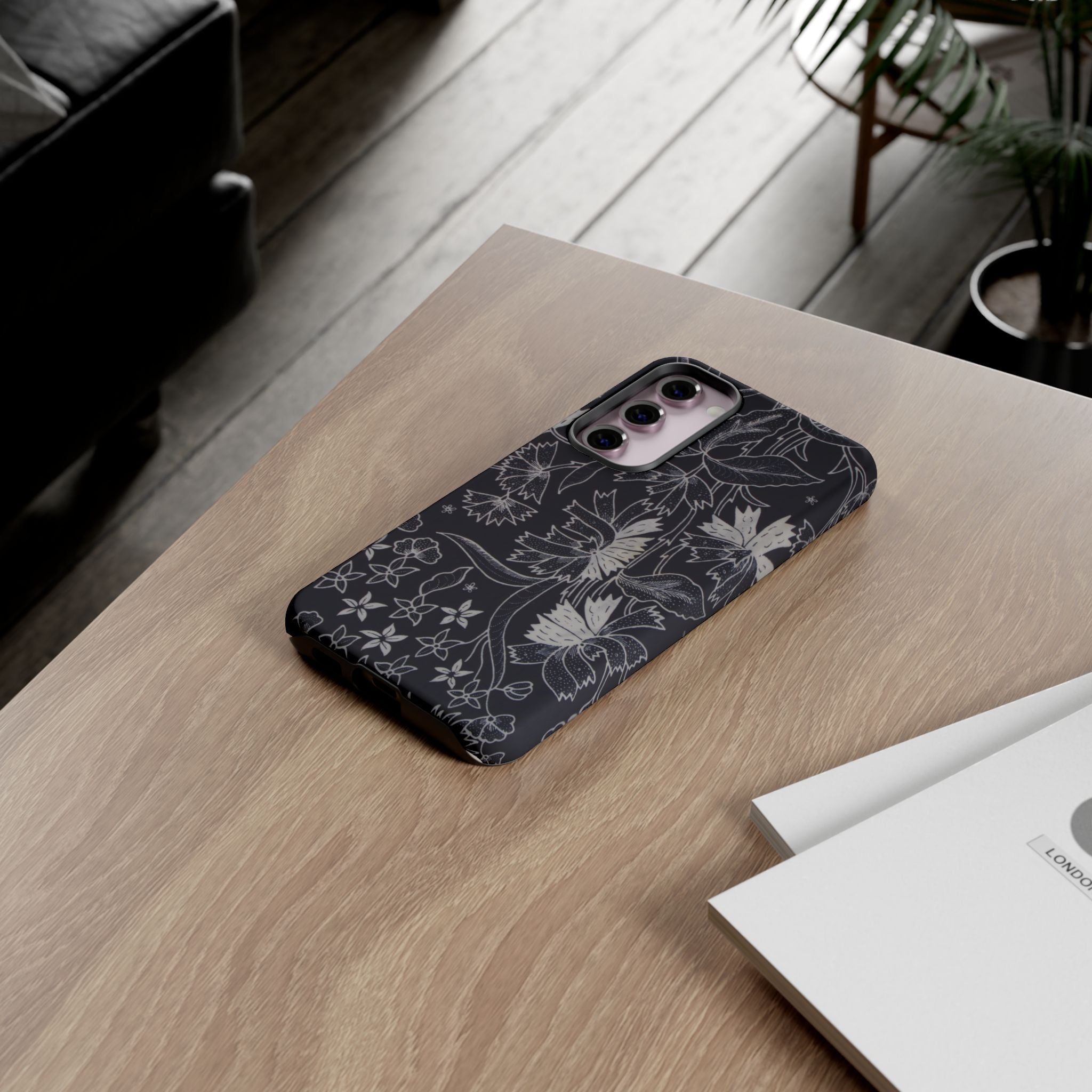 Floral Black Botanical Phone Cover
