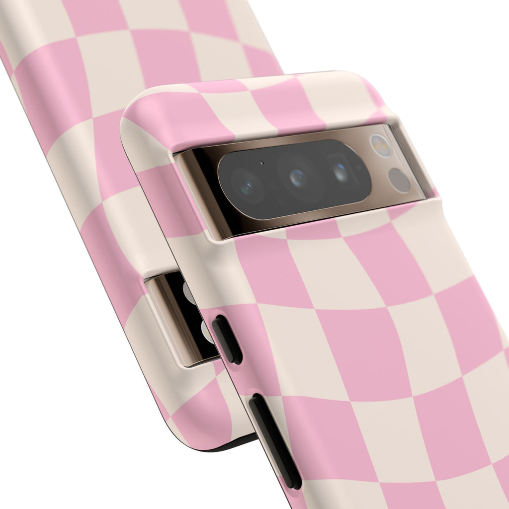Pink Wavy Checker Tough Phone Case