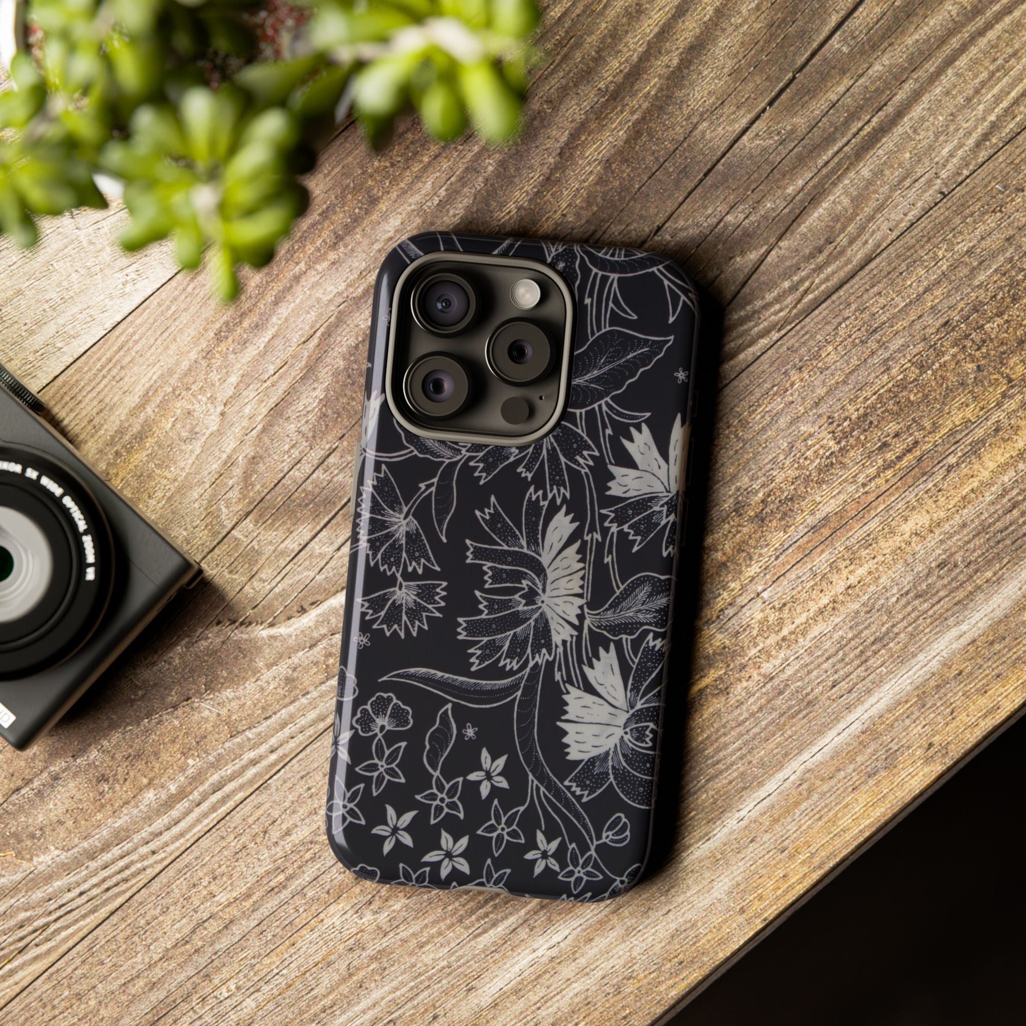 Floral Black Botanical Phone Cover