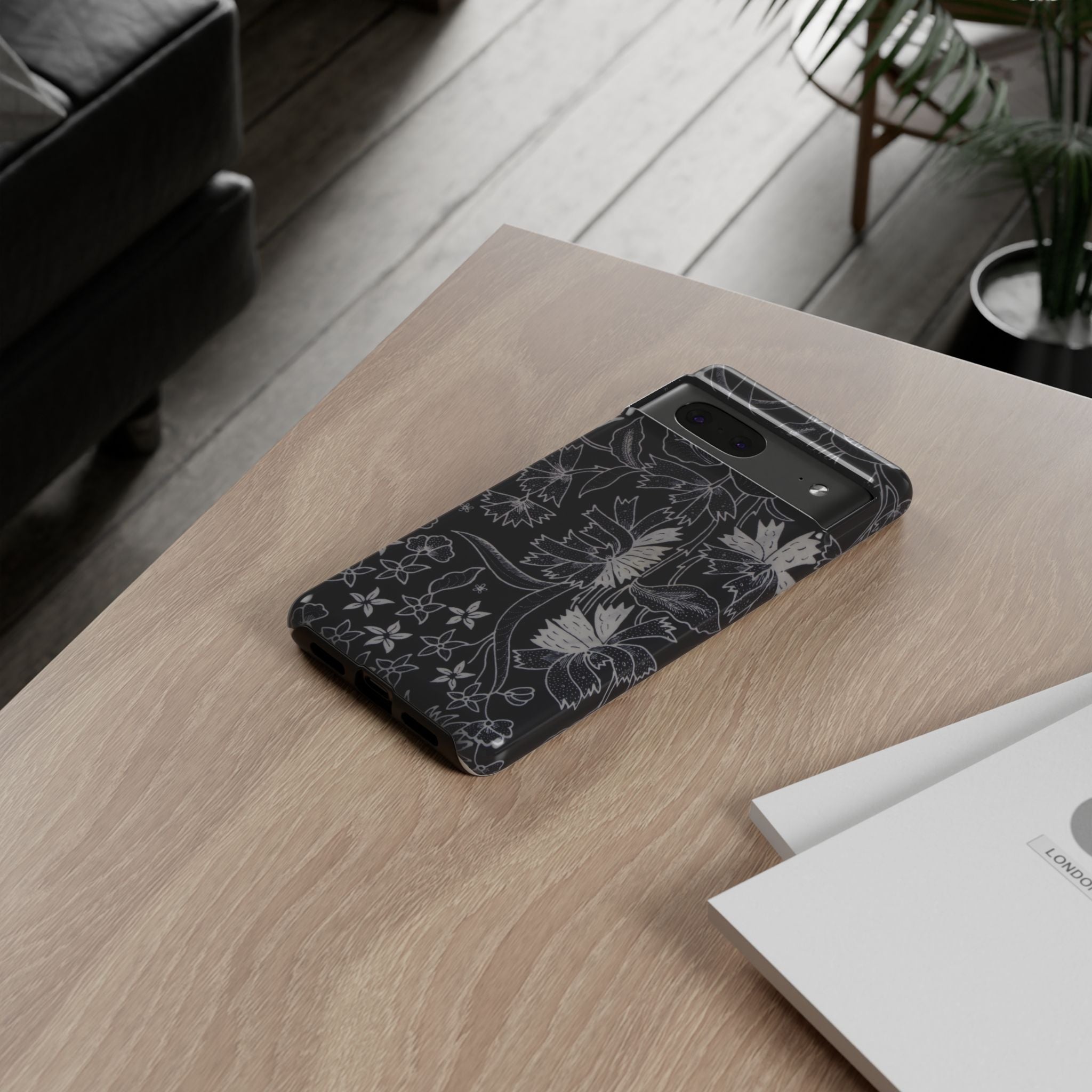 Floral Black Botanical Phone Cover