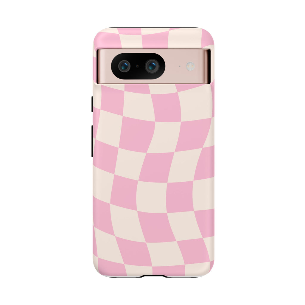 Pink Wavy Checker Tough Phone Case